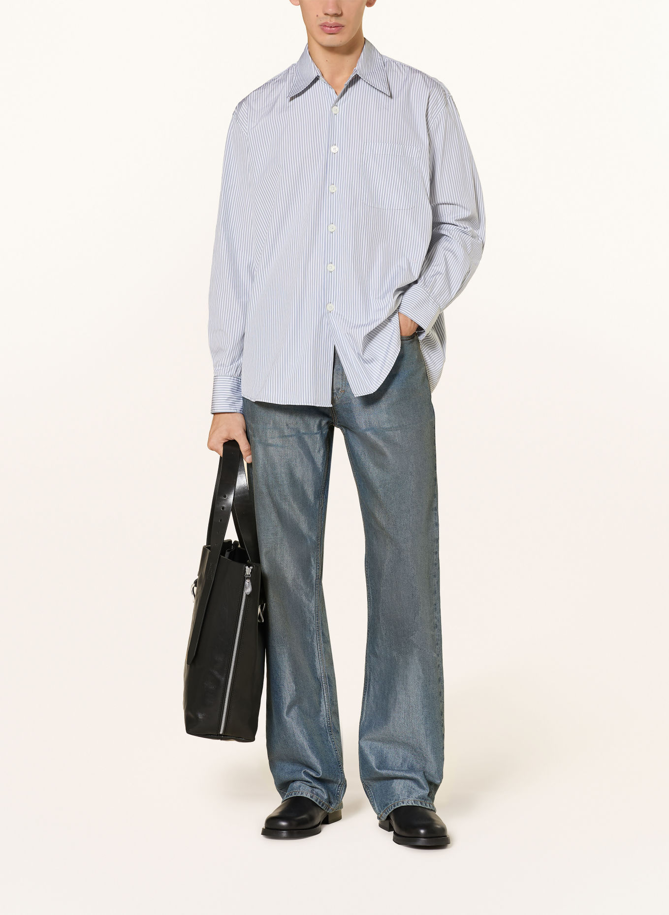 OUR LEGACY Overhemd ABOVE Comfort Fit: BLAUWGRIJS / WIT