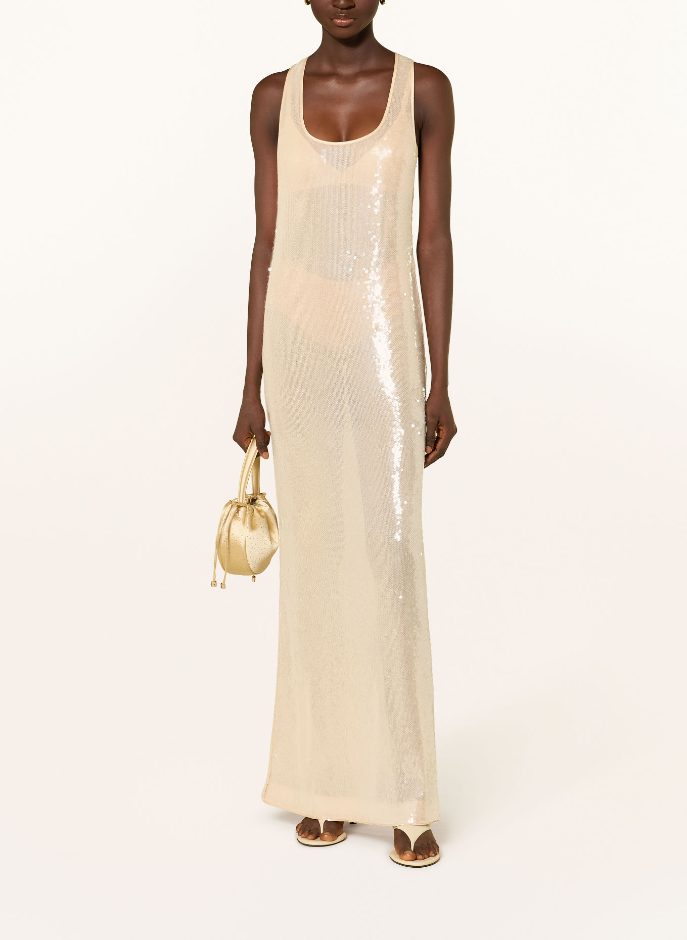 GUESS Mesh dress with sequins: LIGHT BROWN
