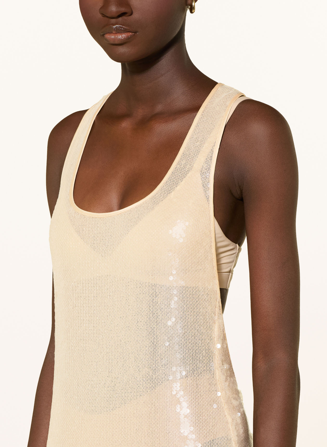 GUESS Mesh dress with sequins: LIGHT BROWN