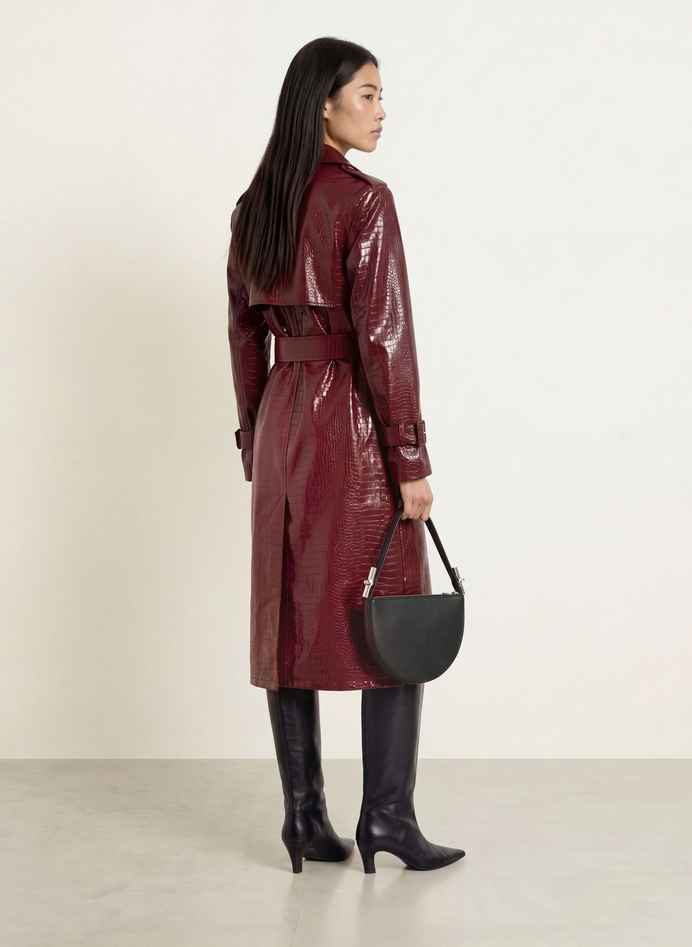 GUESS Trench-coat aspect cuir: ROUGE FONCÉ