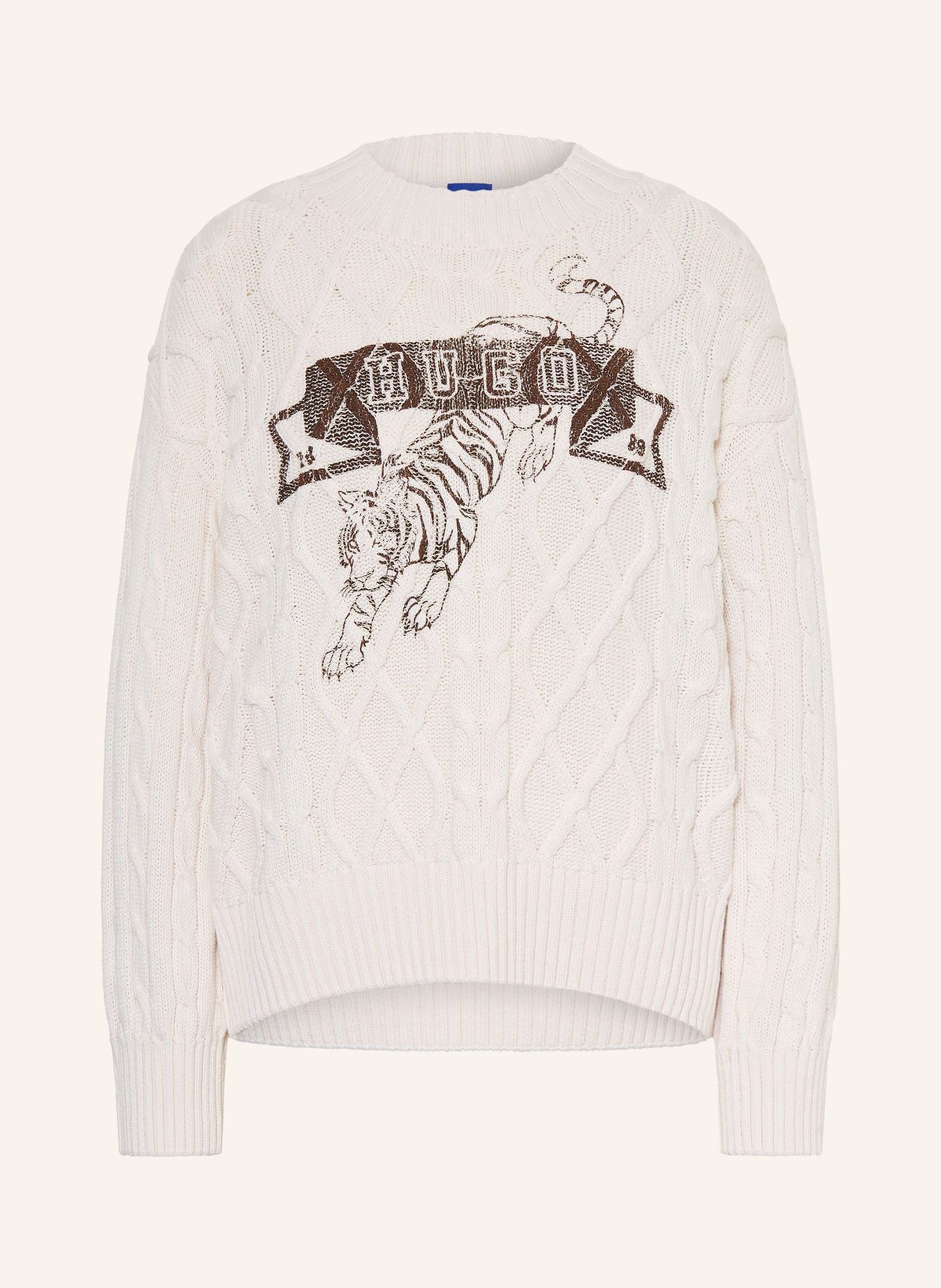 HUGO Pullover SBRADDY: WEISS / DUNKELBRAUN