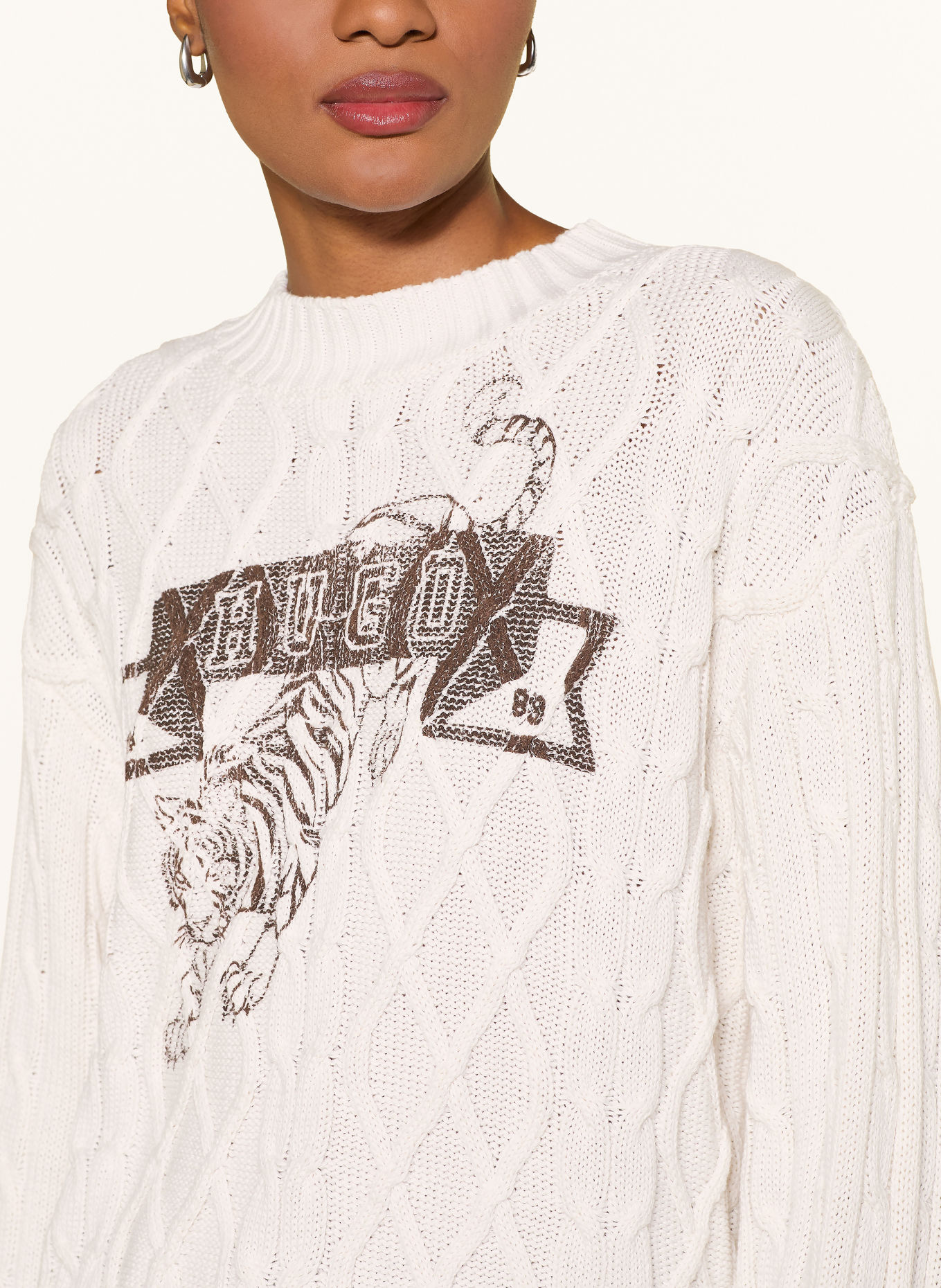 HUGO Pullover SBRADDY: WEISS / DUNKELBRAUN