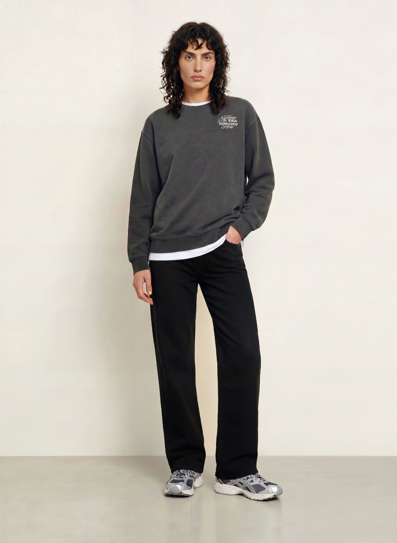 HUGO Sweatshirt: DONKERGRIJS / LICHTGRIJS / DONKERROOD