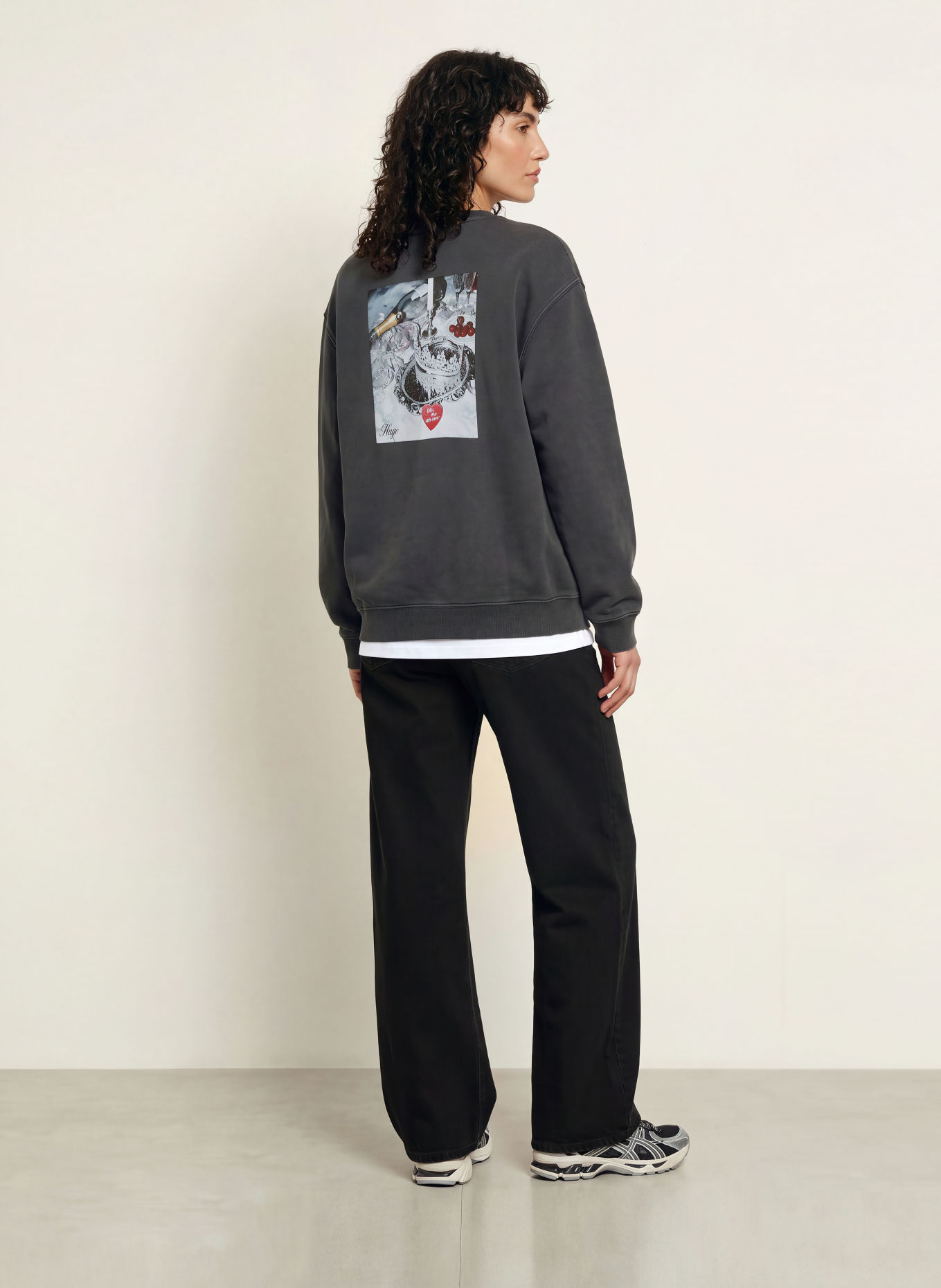 HUGO Sweatshirt: DONKERGRIJS / LICHTGRIJS / DONKERROOD