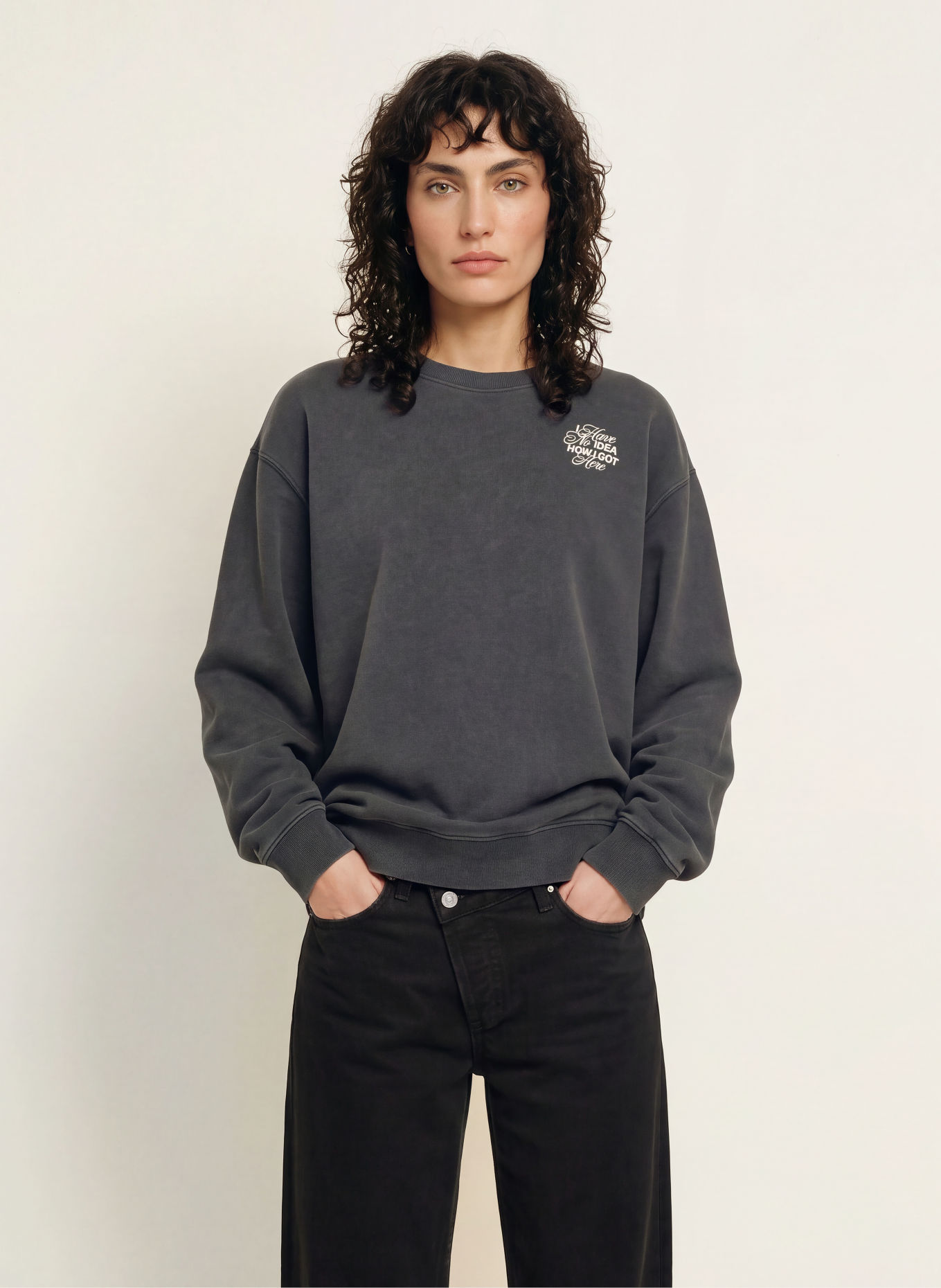 HUGO Sweatshirt: DONKERGRIJS / LICHTGRIJS / DONKERROOD