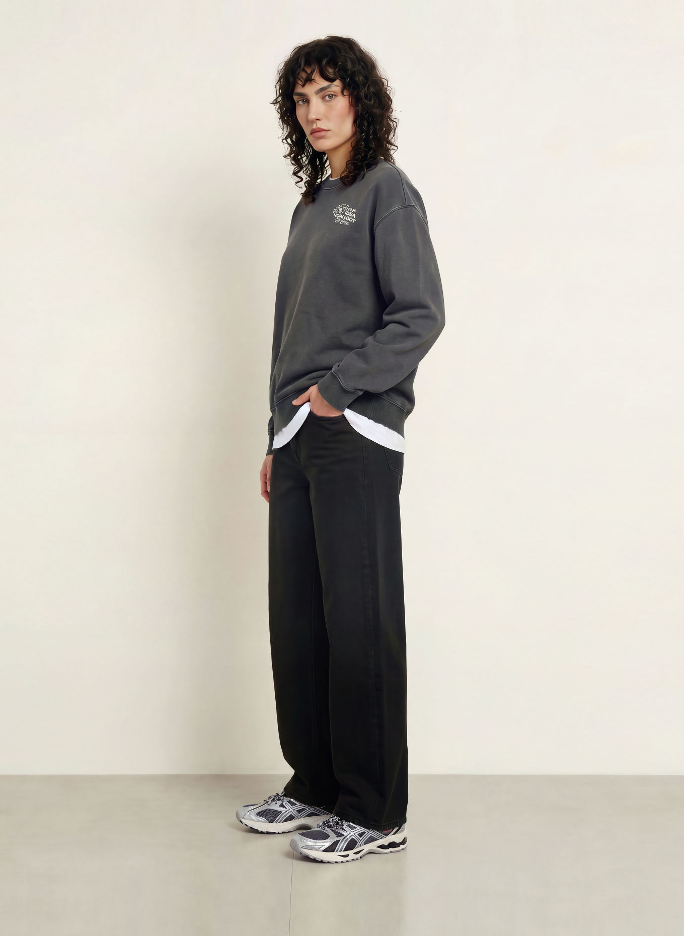 HUGO Sweatshirt: DONKERGRIJS / LICHTGRIJS / DONKERROOD