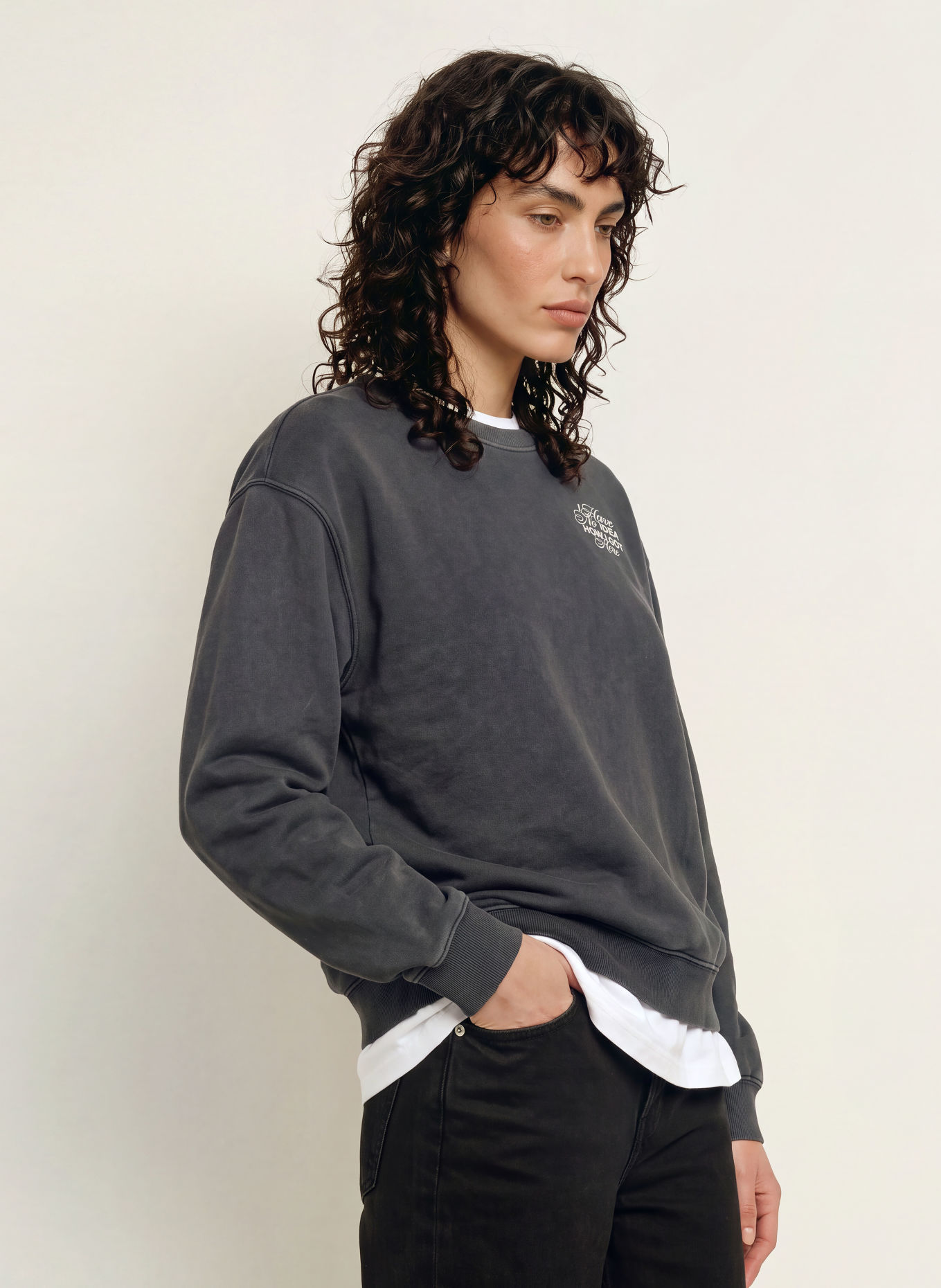 HUGO Sweatshirt: DONKERGRIJS / LICHTGRIJS / DONKERROOD