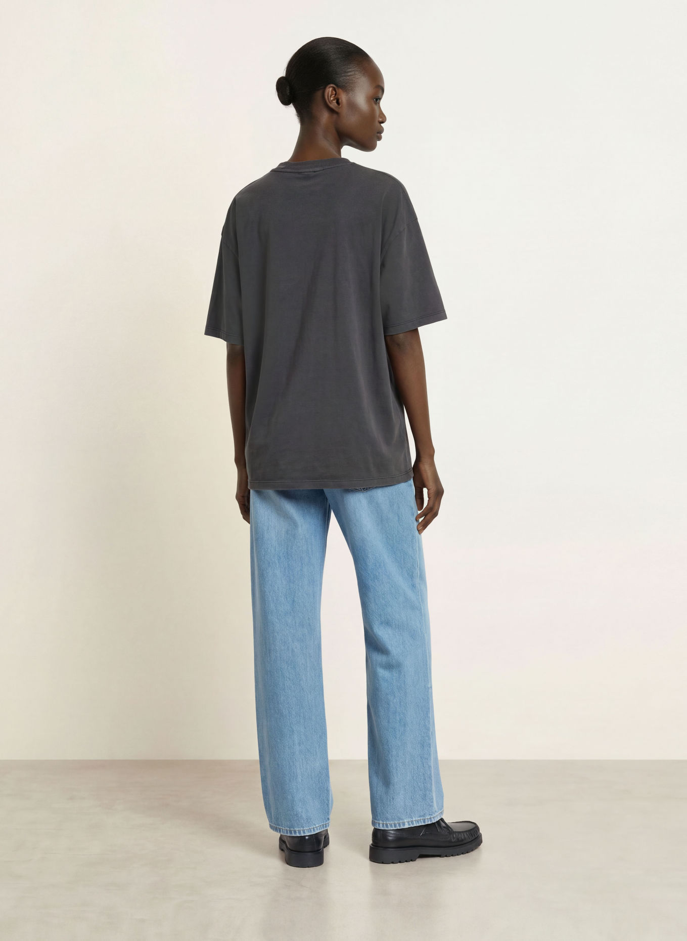 HUGO Oversized-Shirt: DUNKELGRAU / HELLBLAU / WEISS