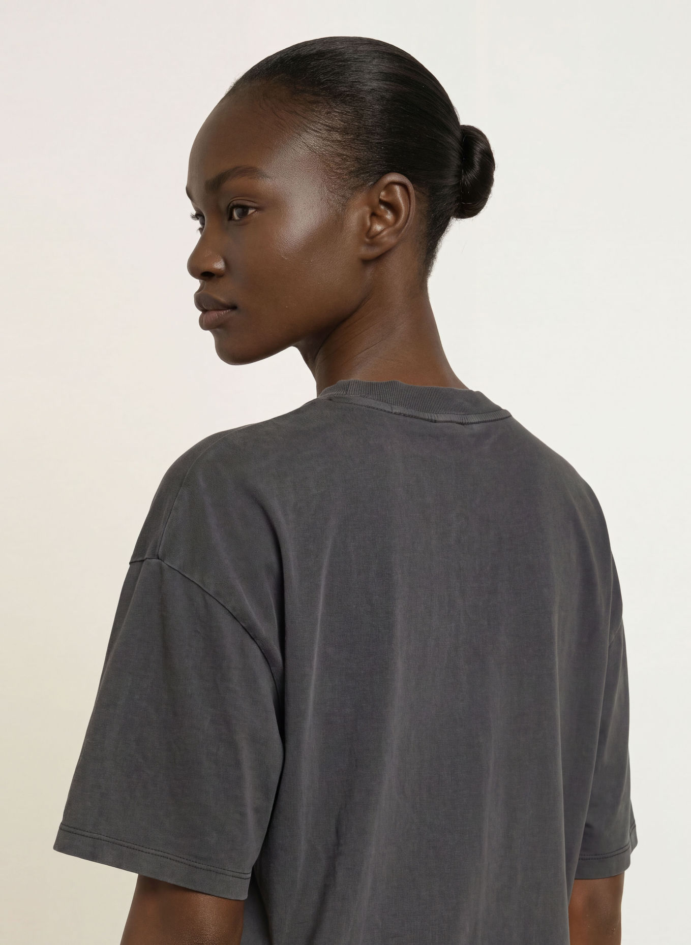 HUGO Oversized-Shirt: DUNKELGRAU / HELLBLAU / WEISS