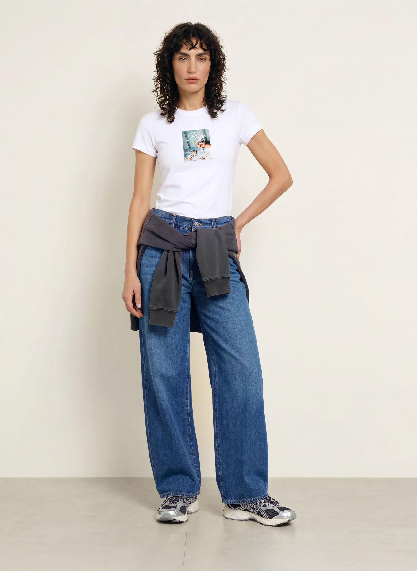 HUGO Tricou 90'S: ALB / VERDE