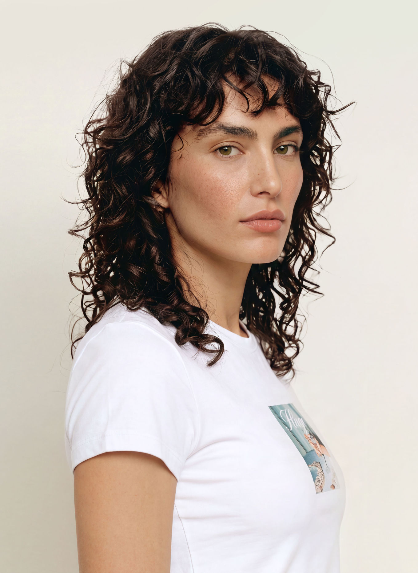 HUGO Tricou 90'S: ALB / VERDE