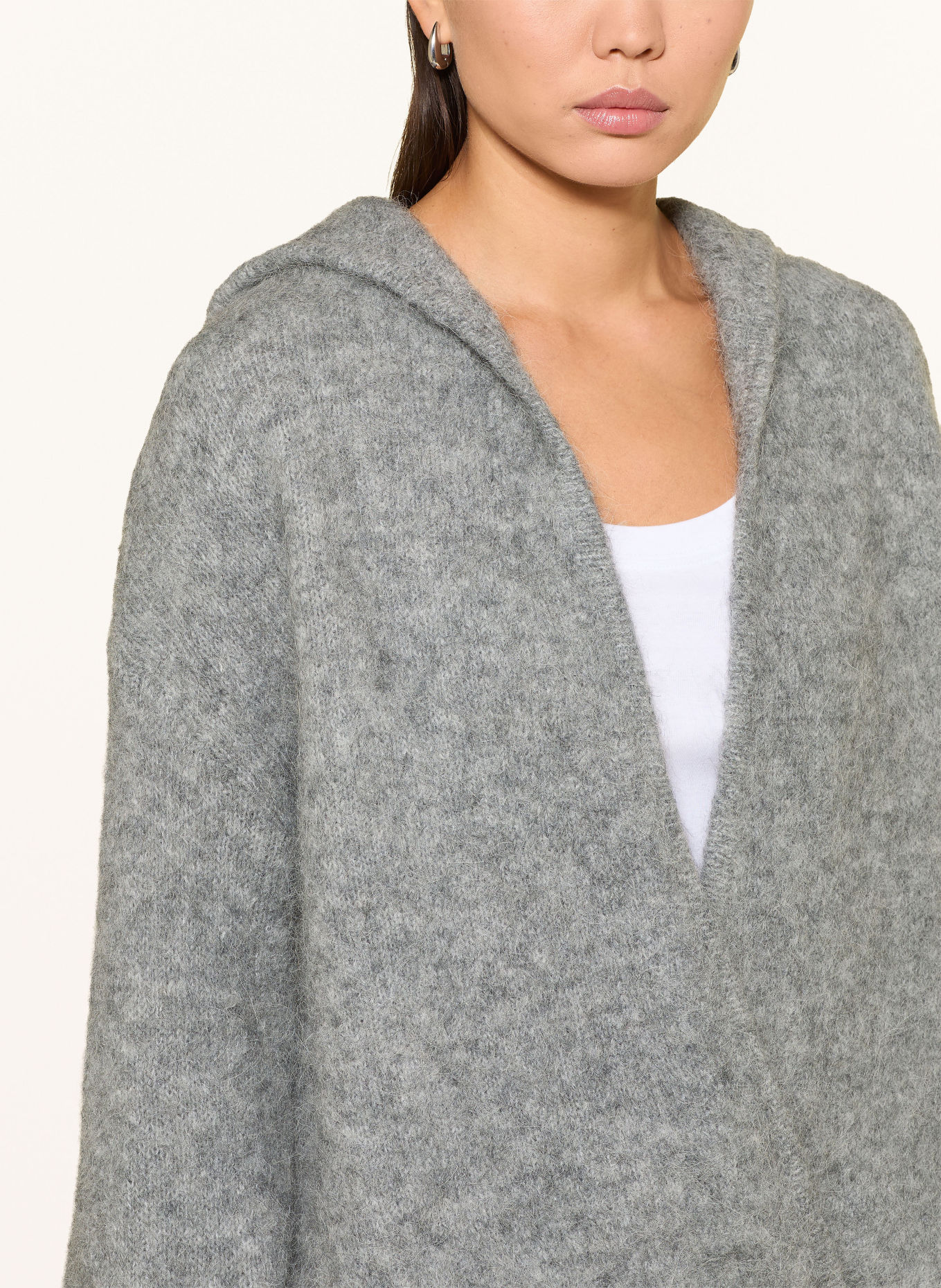 10DAYS Strick-Hoodie mit Alpaka: GRAU
