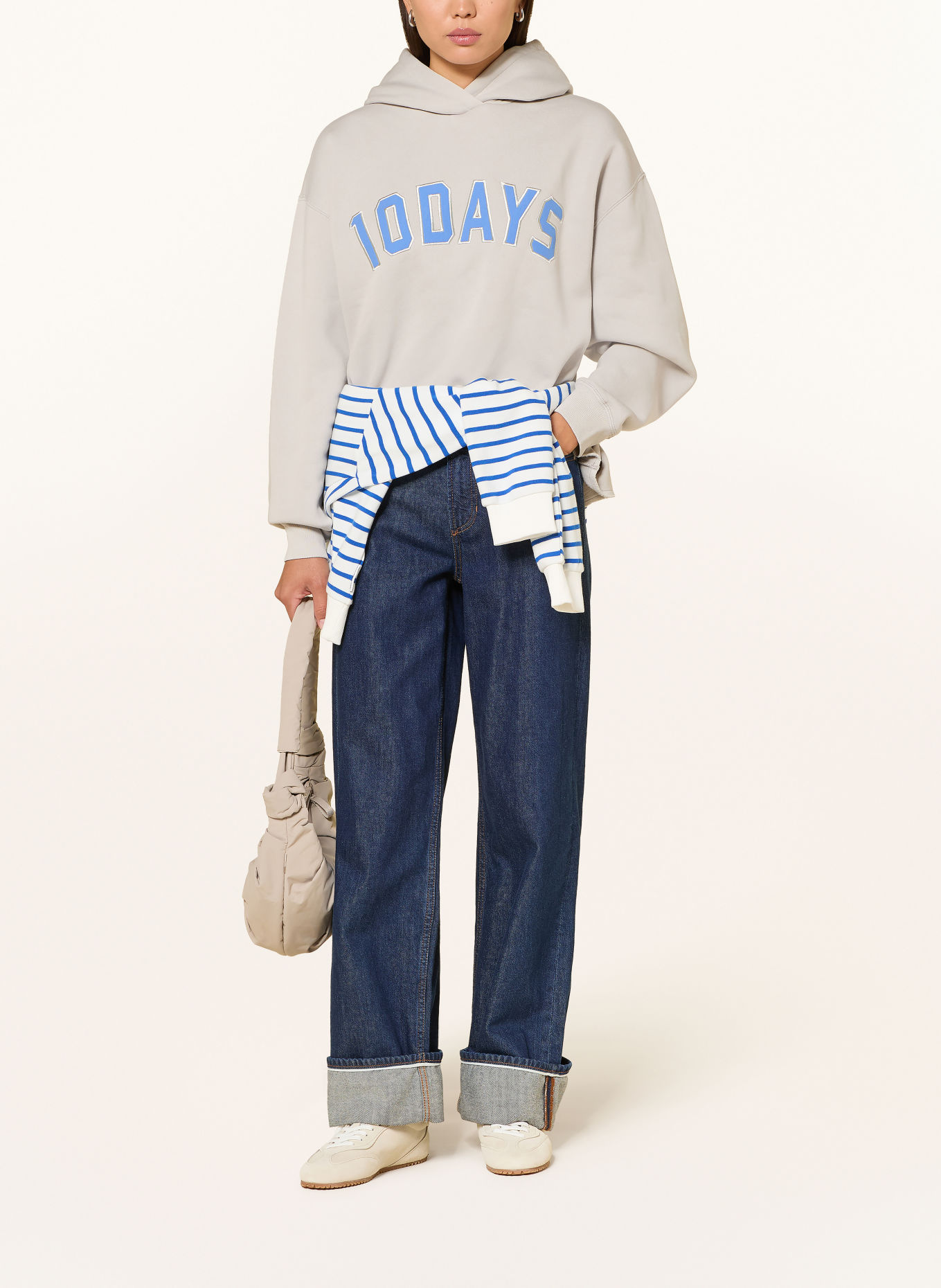 10DAYS Bluza z kapturem: JASNOCZARY / NIEBIESKI