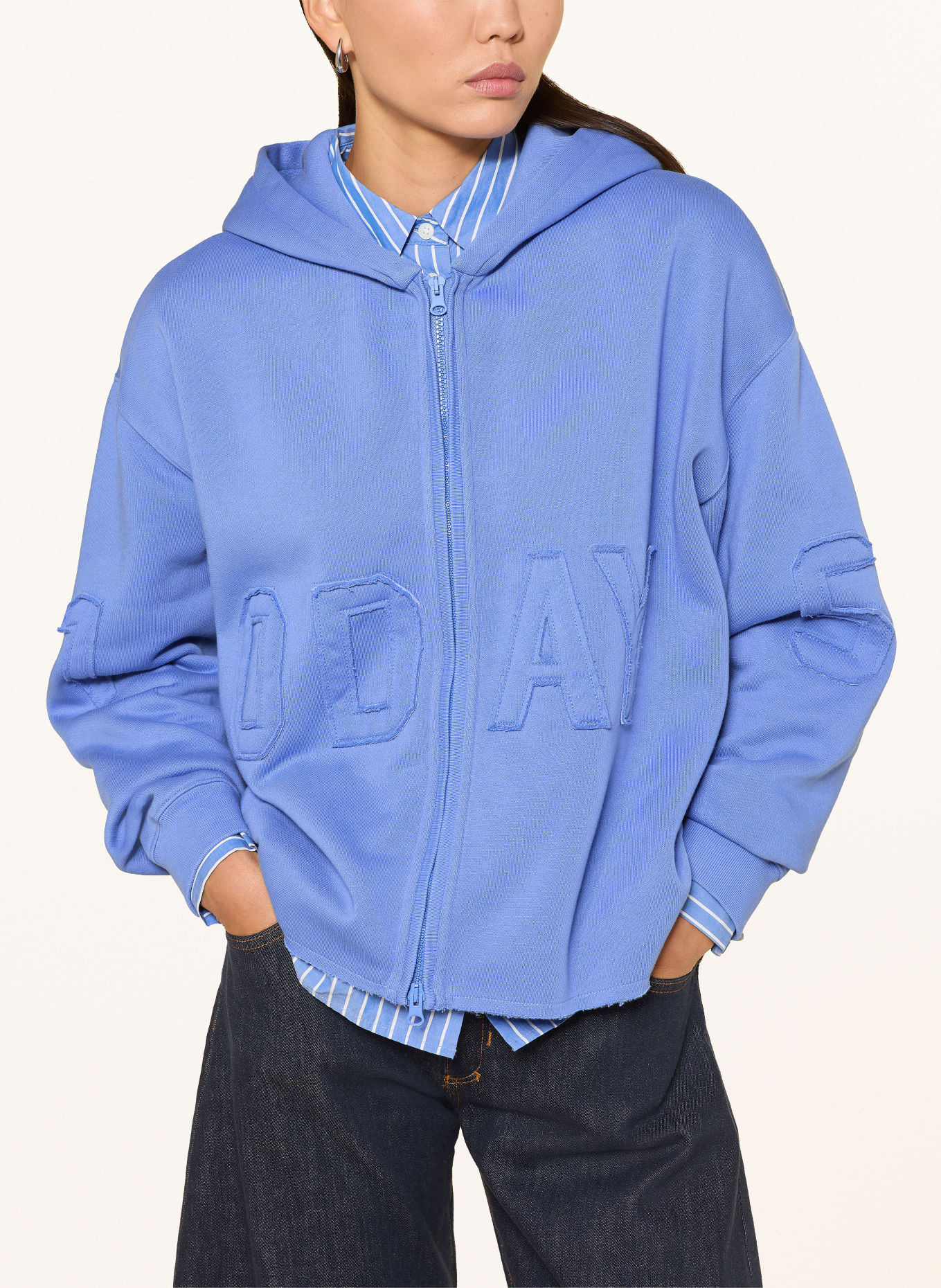 10DAYS Oversized-Sweatjacke: BLAU