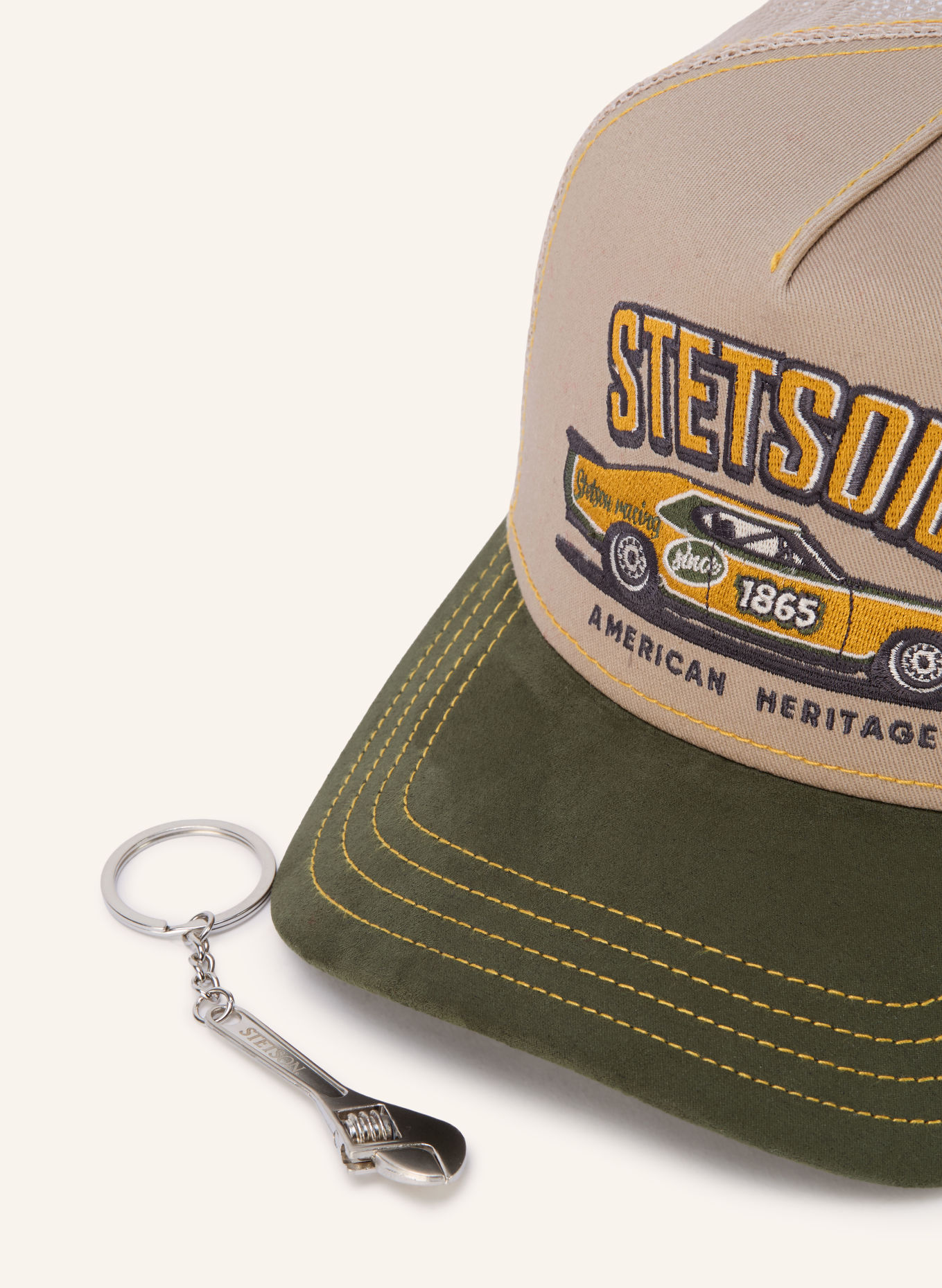 STETSON Cap: DARK GREEN / BEIGE