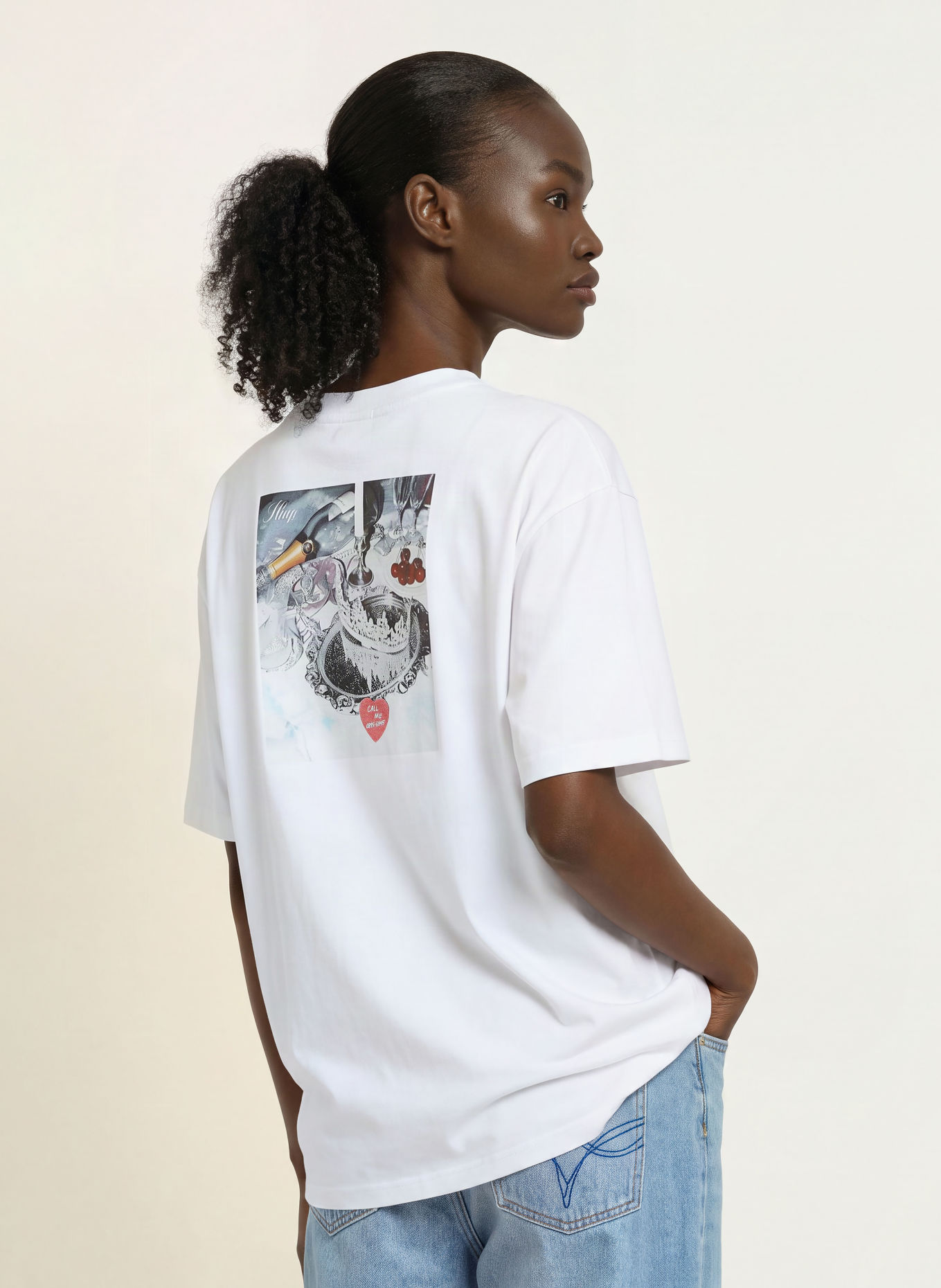 HUGO T-Shirt: WEISS / DUNKELGRAU