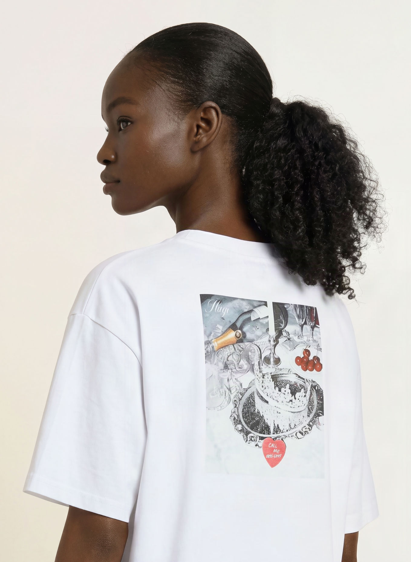 HUGO T-Shirt: WEISS / DUNKELGRAU
