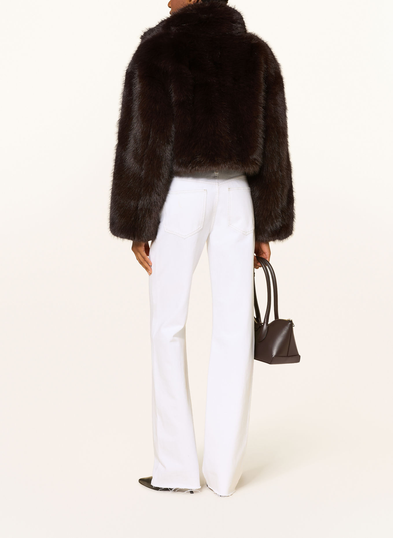 ROTATE Faux Fur Jacket: DARK BROWN