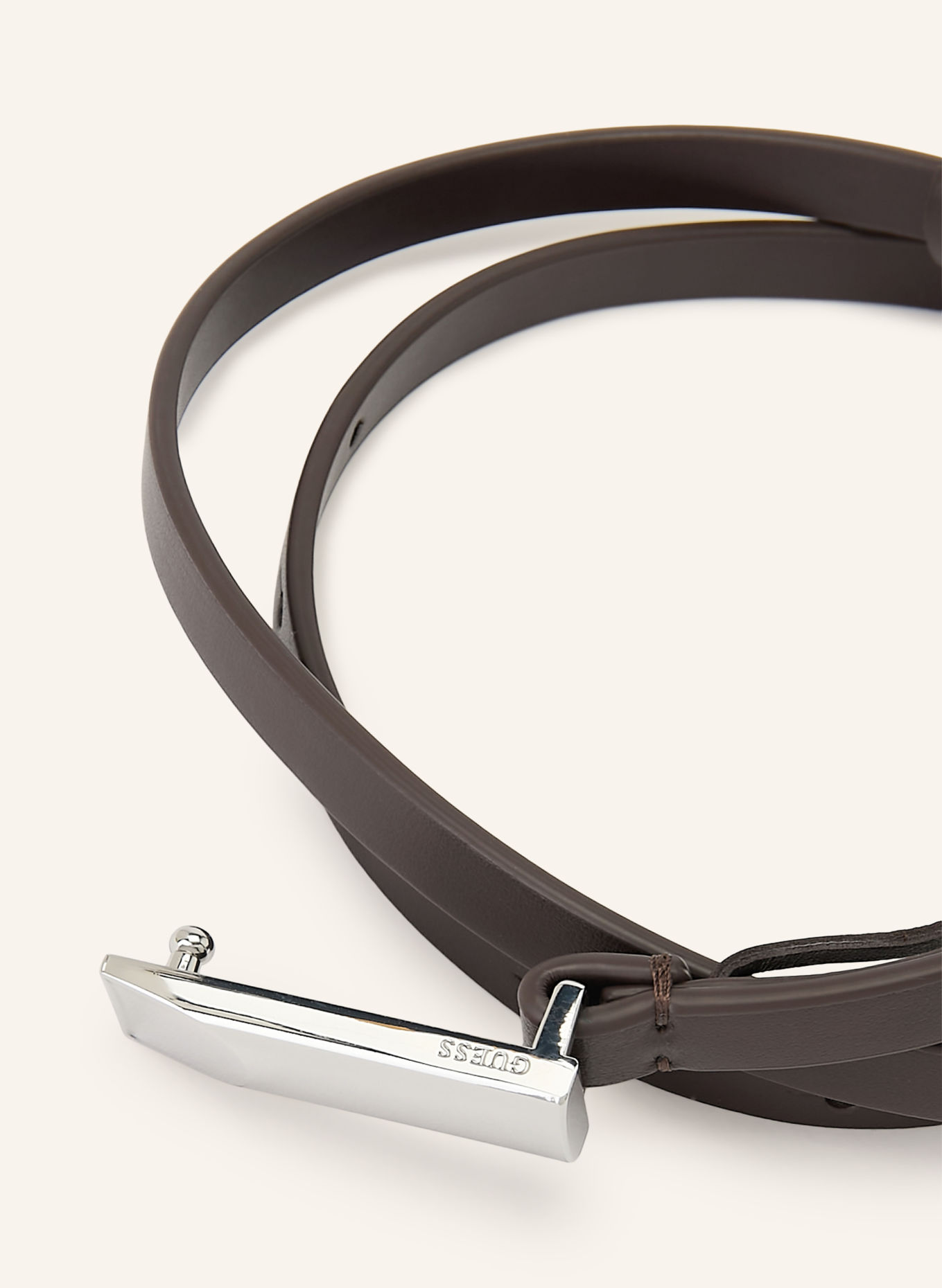 GUESS Leather belt: DARK BROWN / SILVER