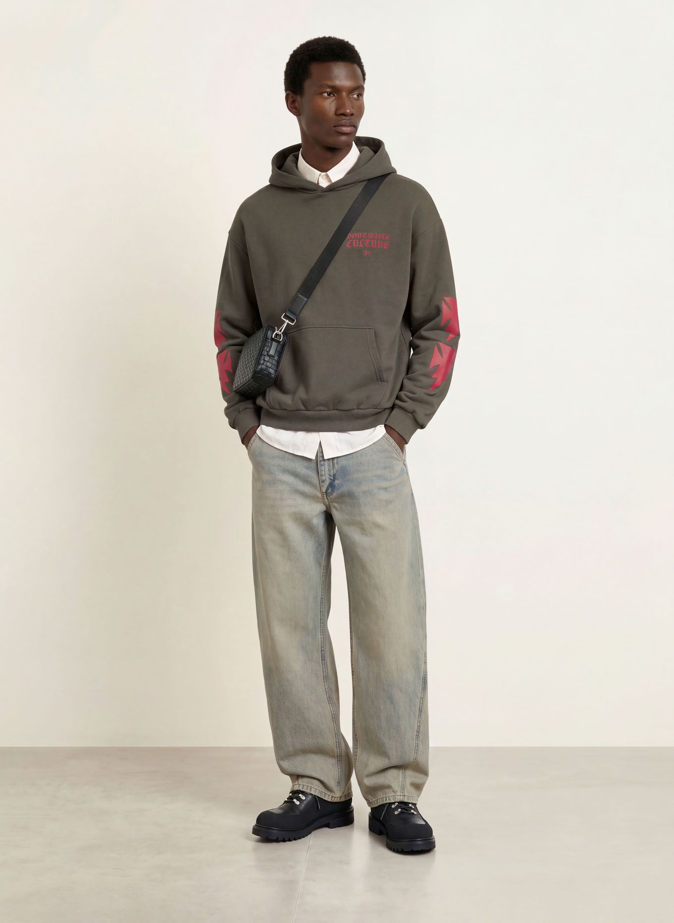 don't waste culture Hoodie ARINA: GRIJS / VIEUX ROSE