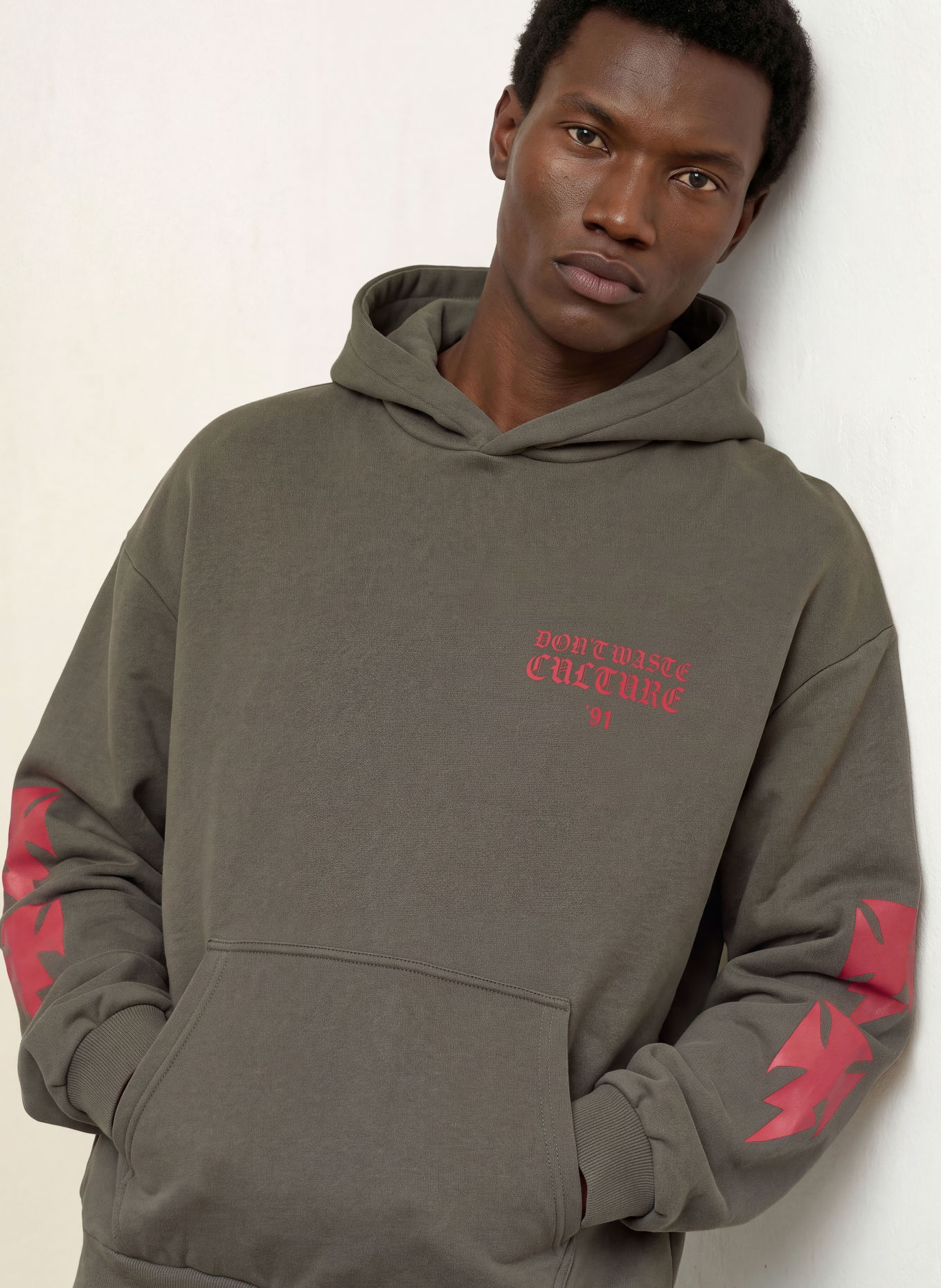 don't waste culture Hoodie ARINA: GRIJS / VIEUX ROSE