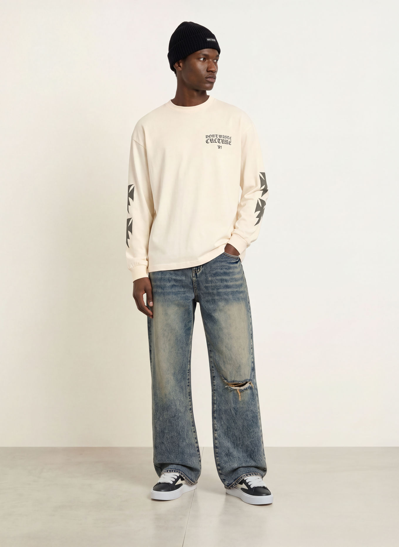don't waste culture FINA-Longsleeve met lange mouwen: LICHTGEEL / DONKERGRIJS