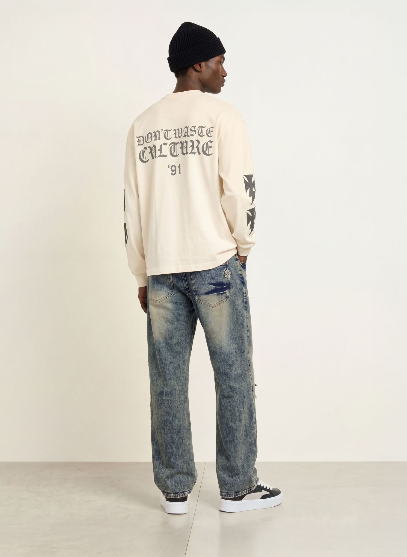 don't waste culture FINA-Longsleeve met lange mouwen: LICHTGEEL / DONKERGRIJS