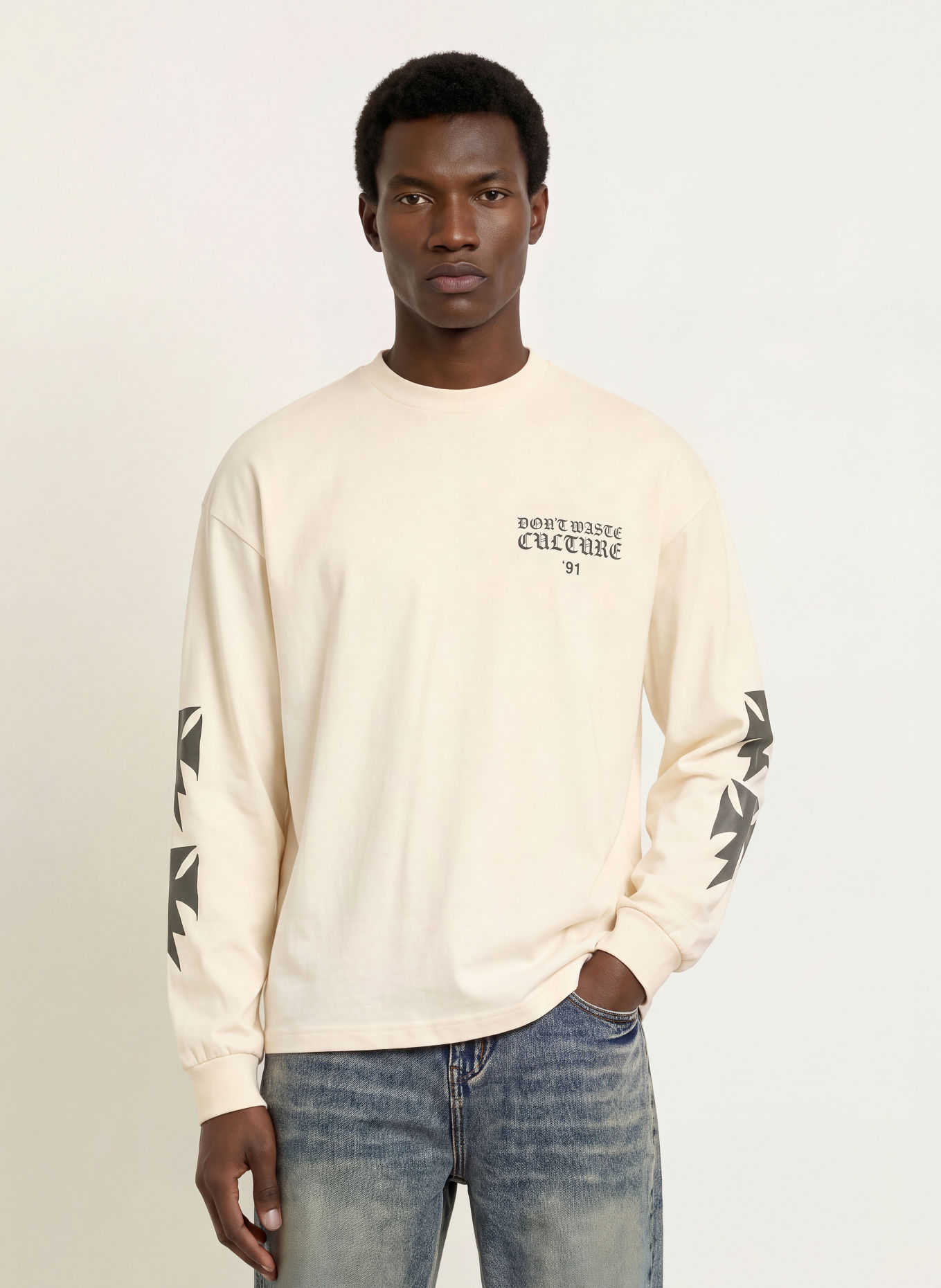 don't waste culture FINA-Longsleeve met lange mouwen: LICHTGEEL / DONKERGRIJS