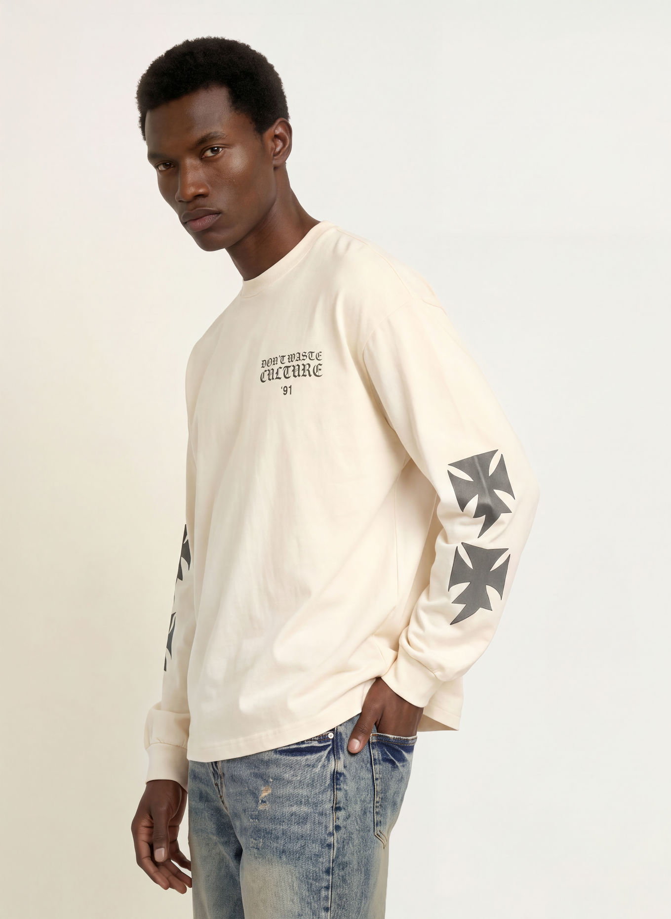 don't waste culture FINA-Longsleeve met lange mouwen: LICHTGEEL / DONKERGRIJS
