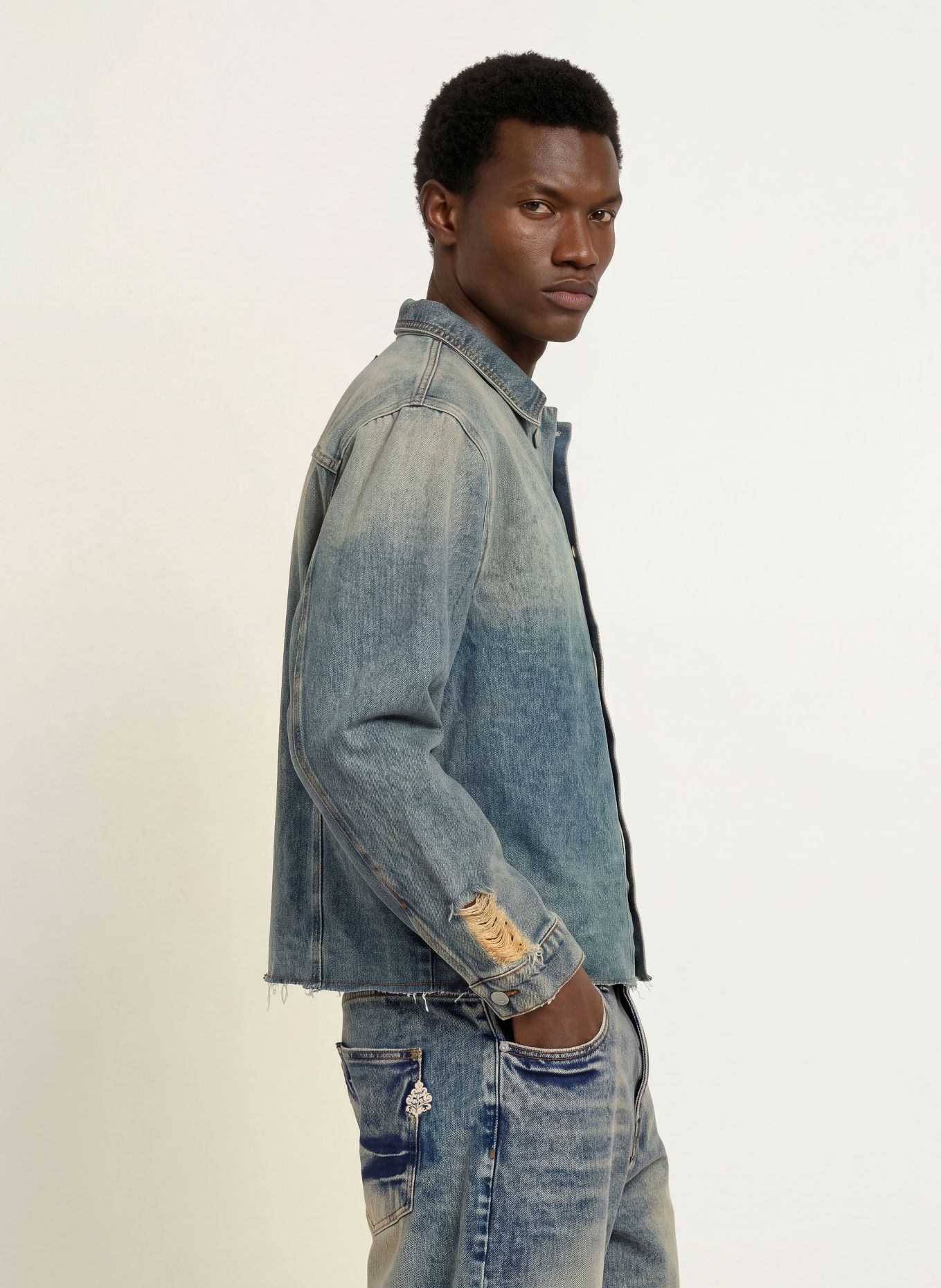 don't waste culture AZA Jeans Overshirt: BLUE