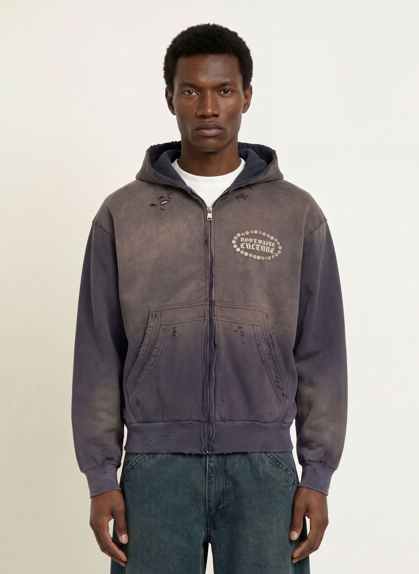 don't waste culture Sweatvest SAVY: BLAUWGRIJS / DONKERBLAUW