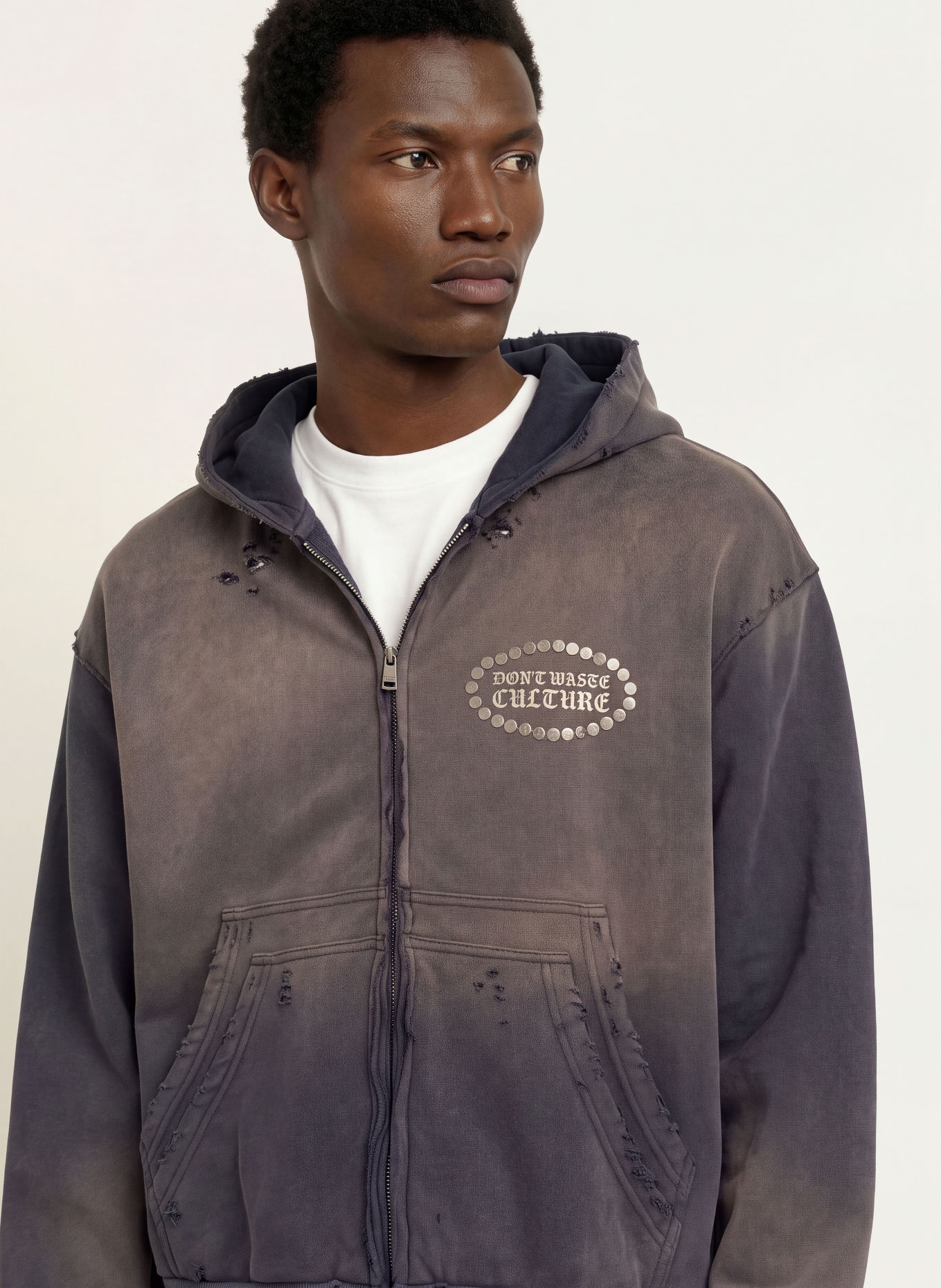don't waste culture Sweatvest SAVY: BLAUWGRIJS / DONKERBLAUW