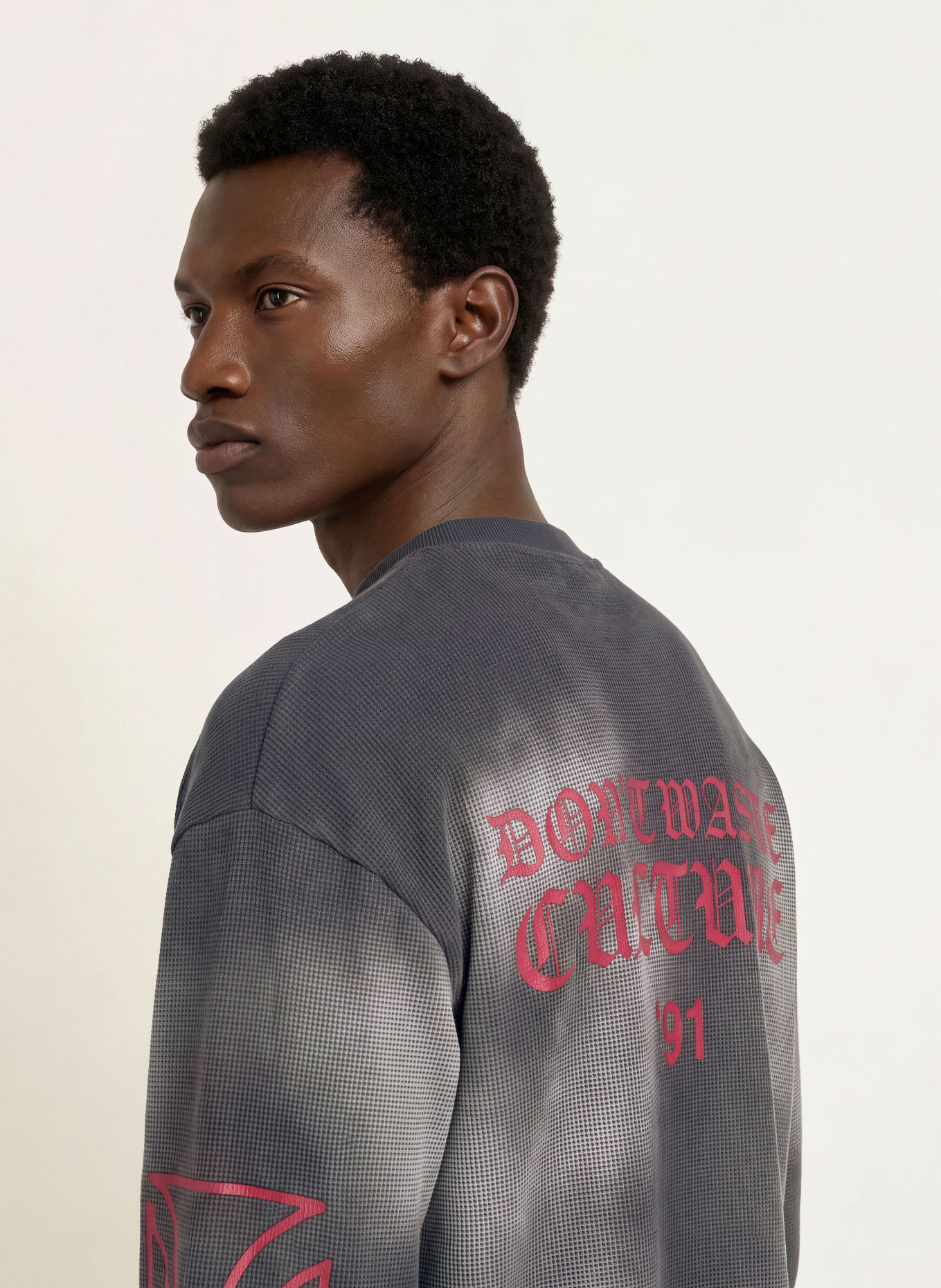 don't waste culture Sweatshirt ROMIYA: DONKERGRIJS / VIEUX ROSE / LICHTGRIJS