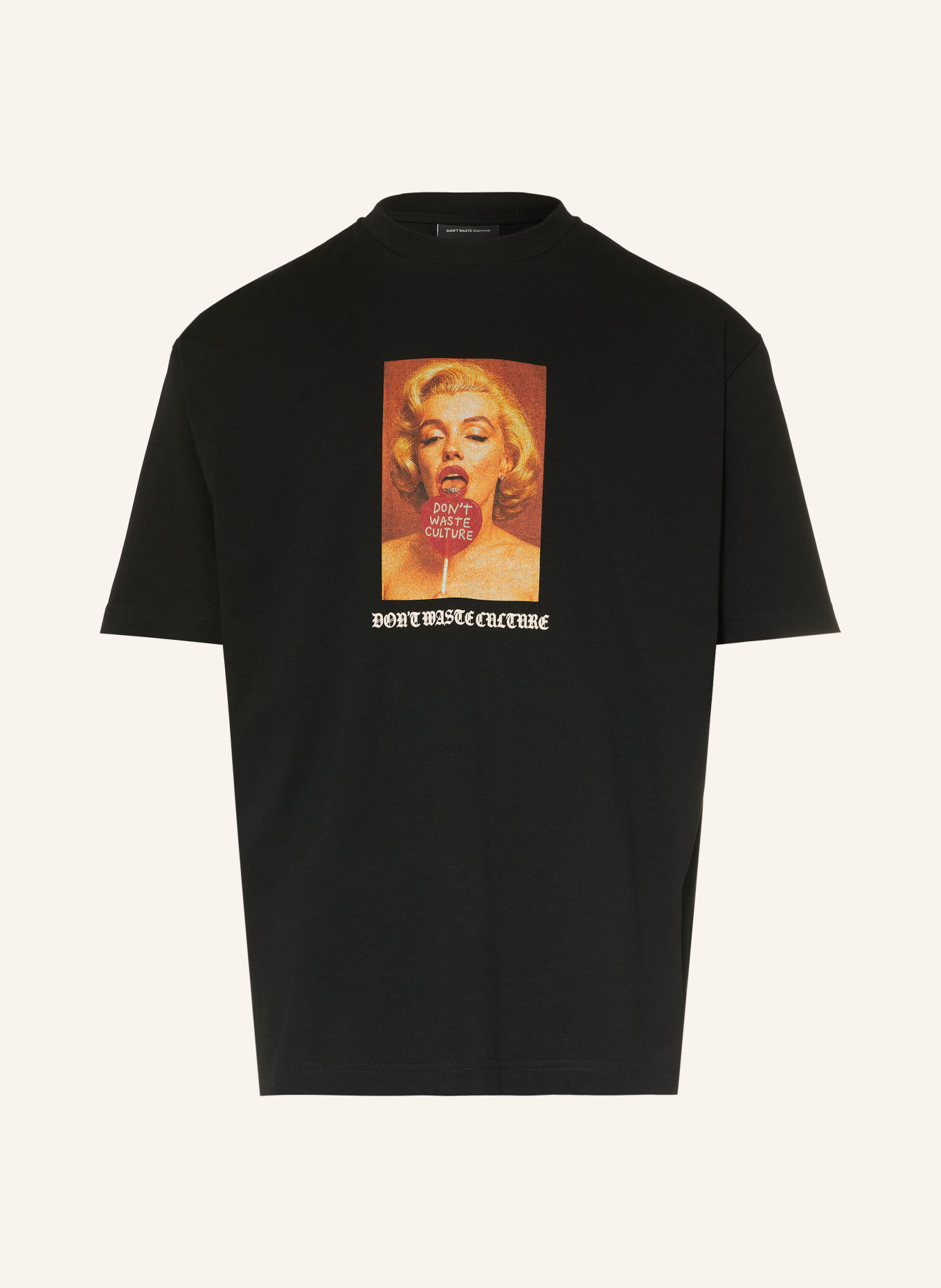 don't waste culture T-shirt ARLOI: ZWART / GOUD / ROOD