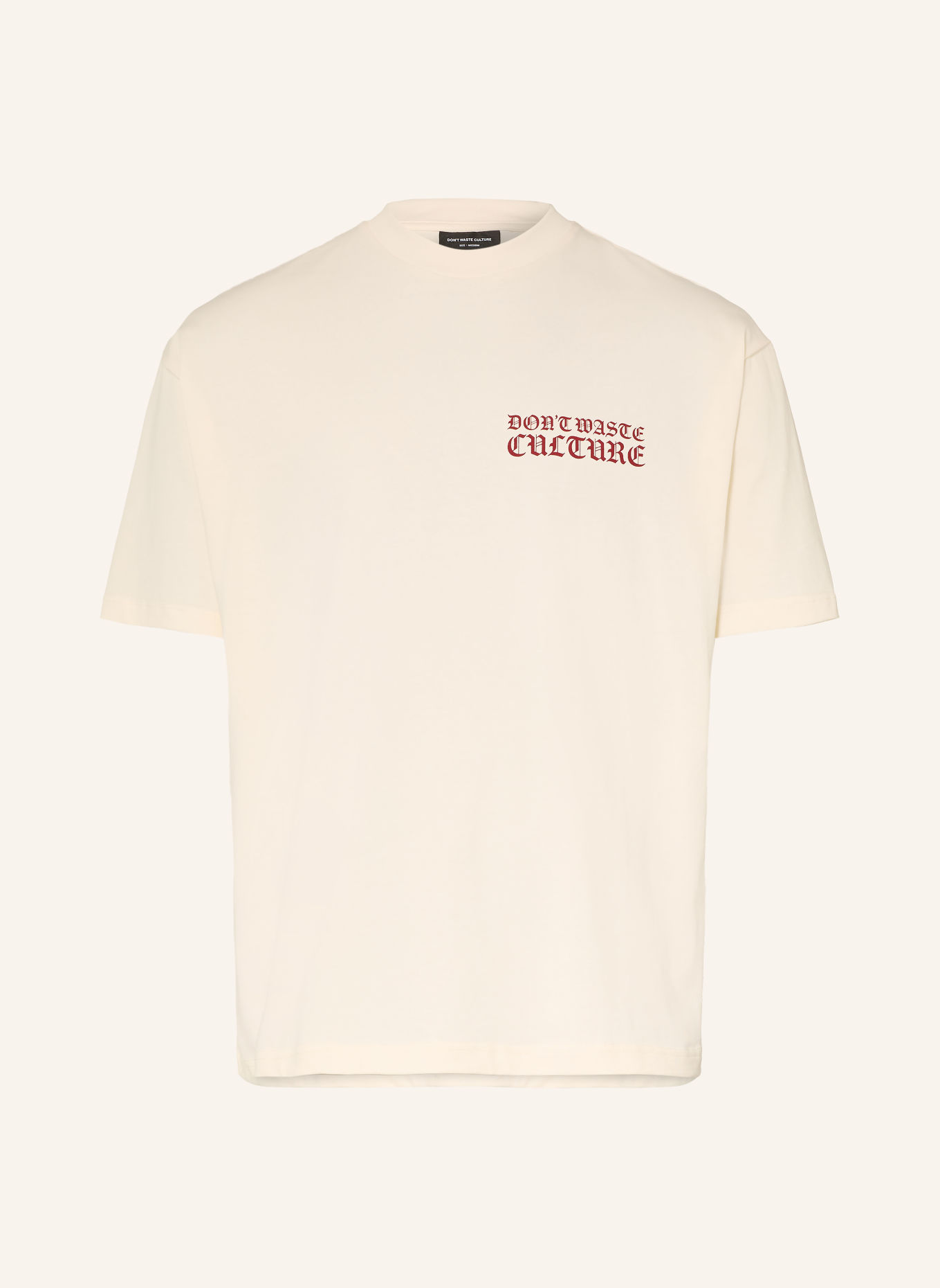 don't waste culture T-shirt YULA: CRÈME / DONKERROOD