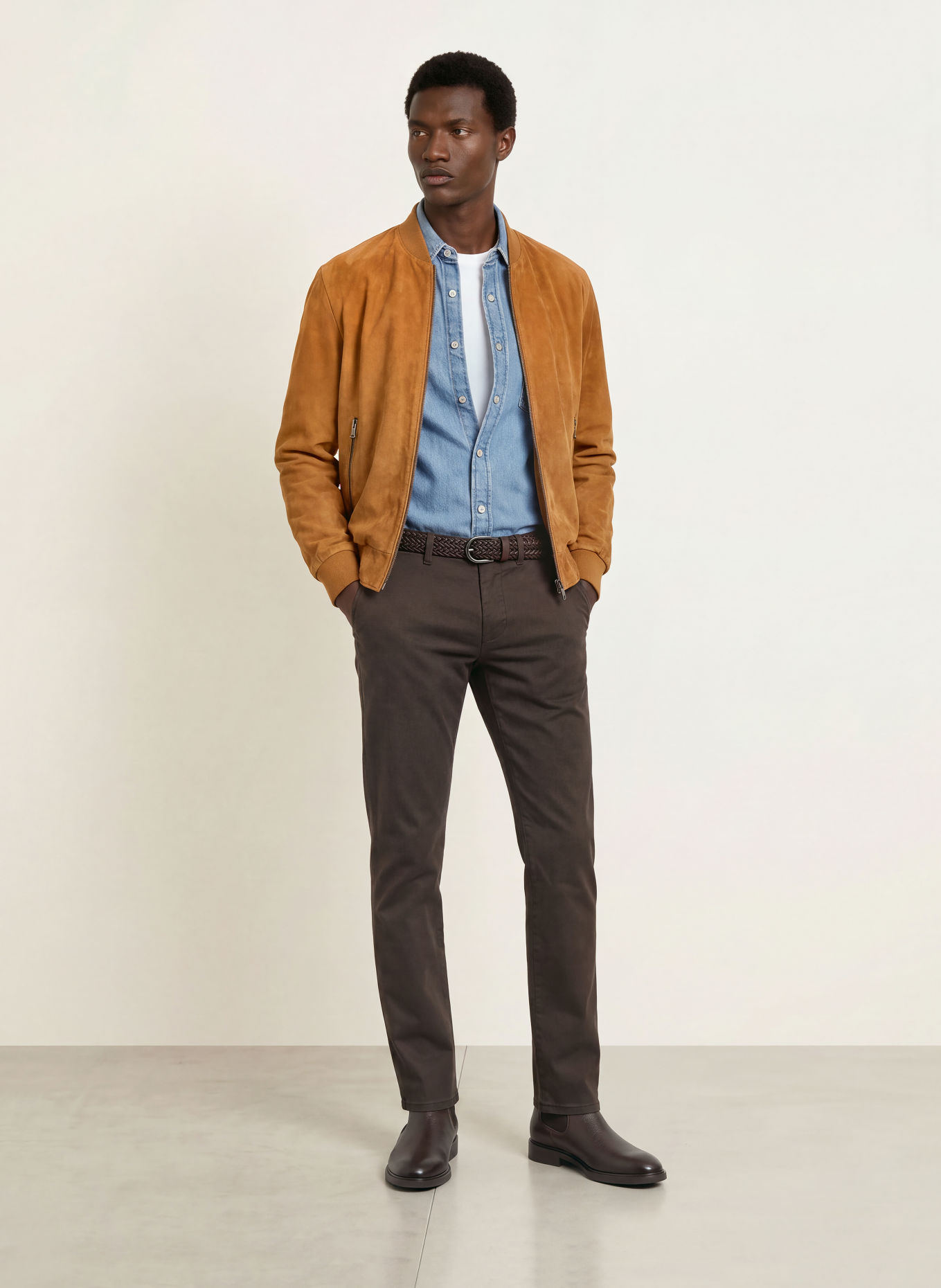 STROKESMAN'S Surchemise en cuir: COGNAC