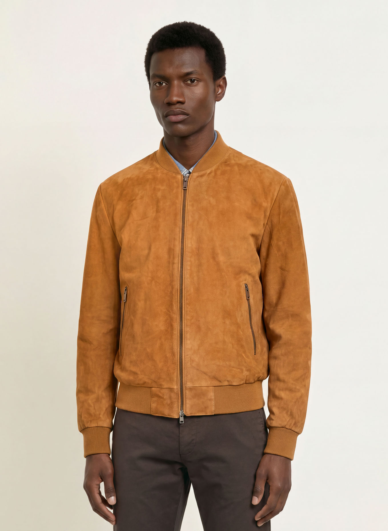 STROKESMAN'S Surchemise en cuir: COGNAC