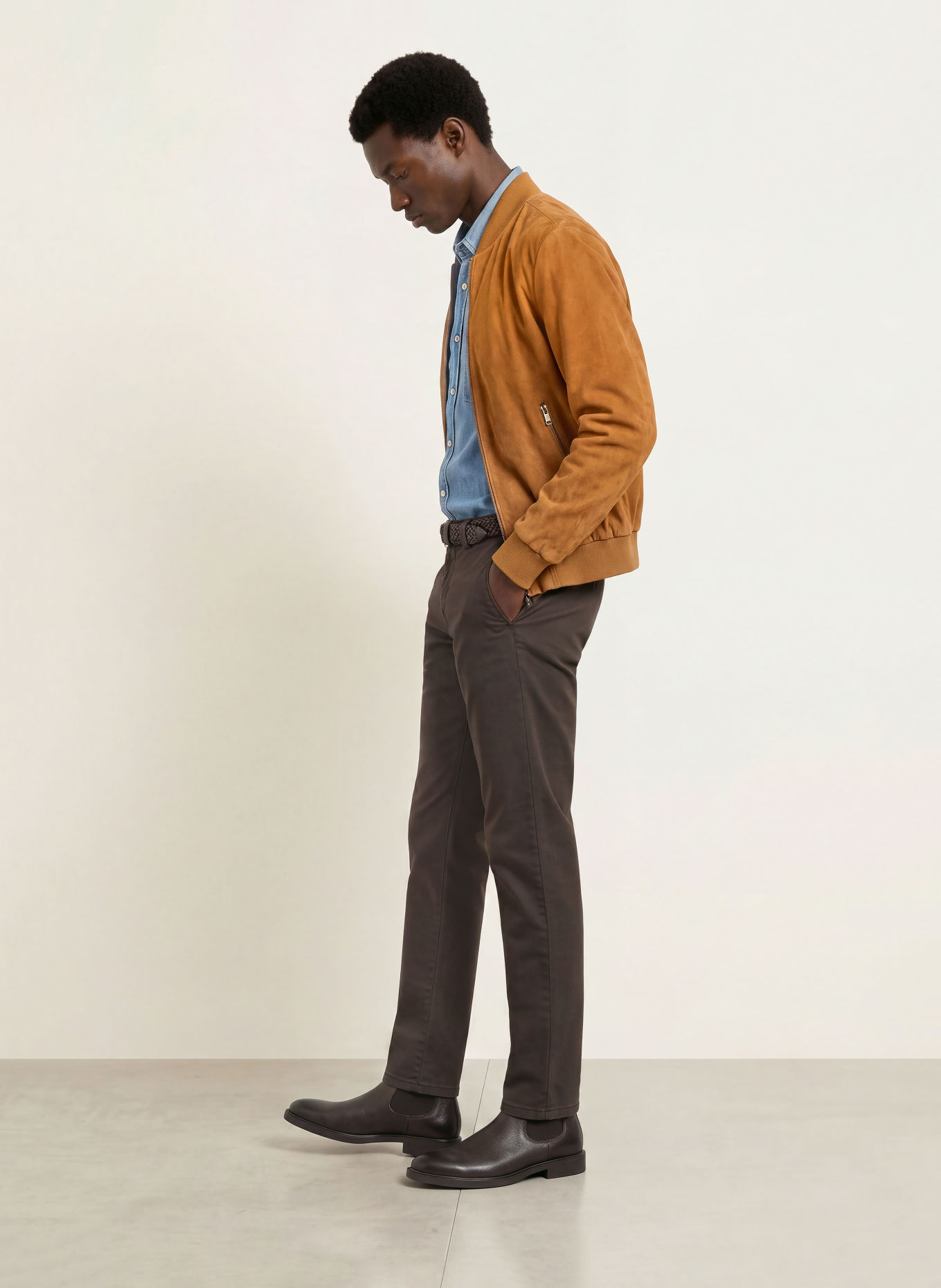 STROKESMAN'S Surchemise en cuir: COGNAC