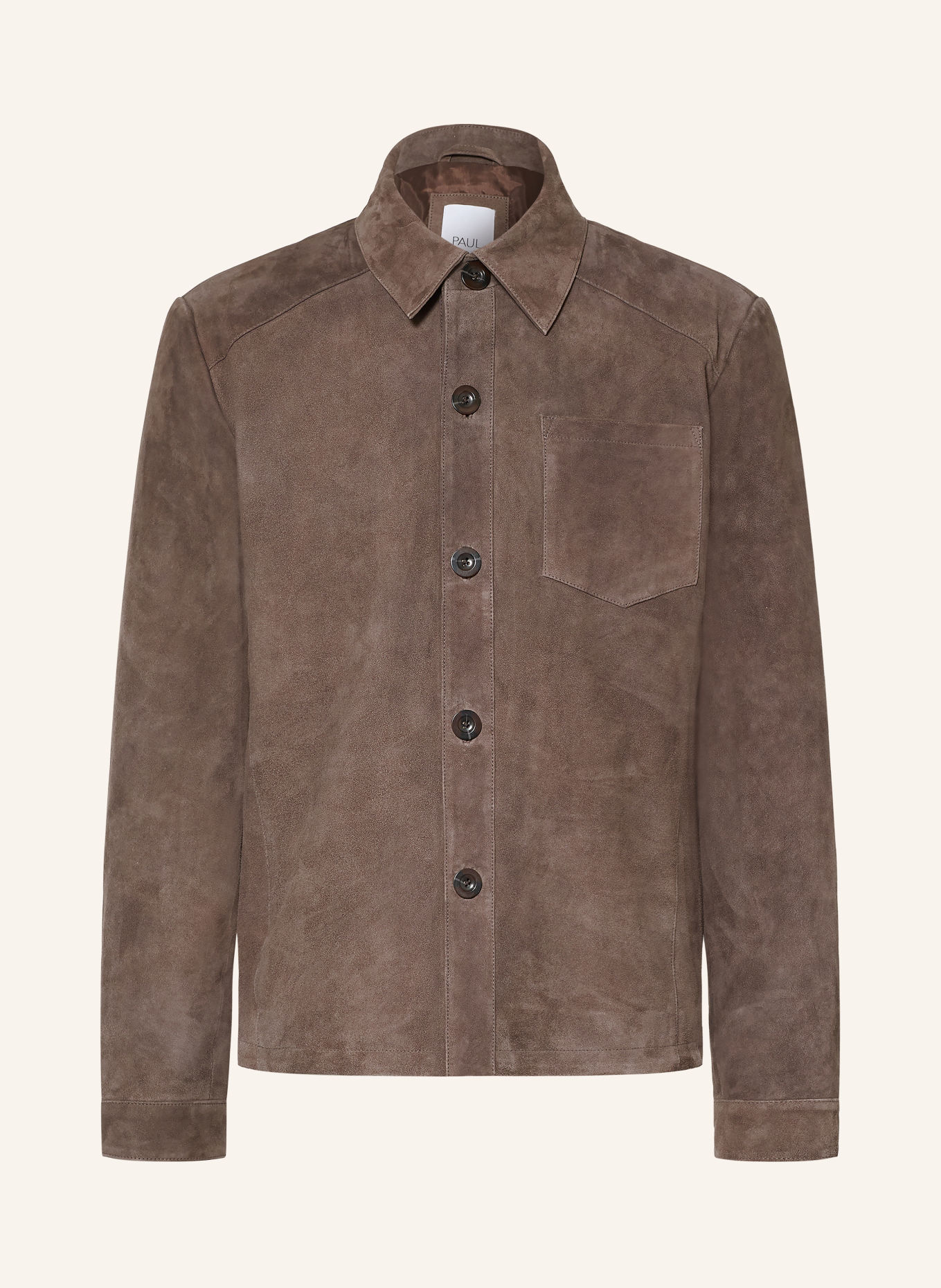 PAUL Surchemise en cuir, coupe classique: TAUPE