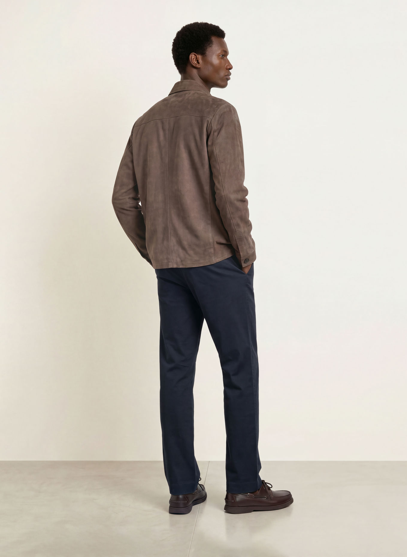 PAUL Surchemise en cuir, coupe classique: TAUPE
