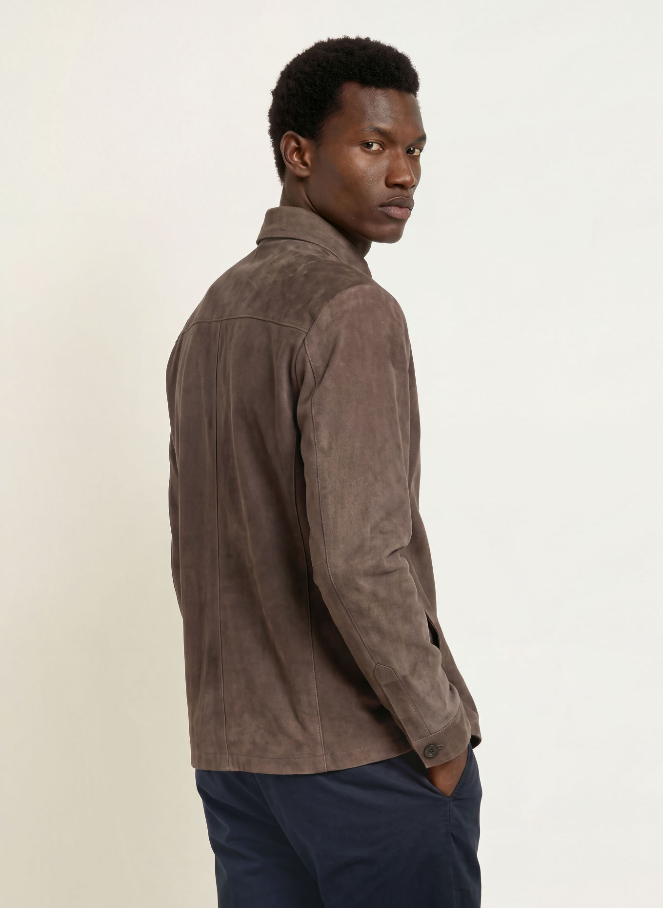 PAUL Surchemise en cuir, coupe classique: TAUPE