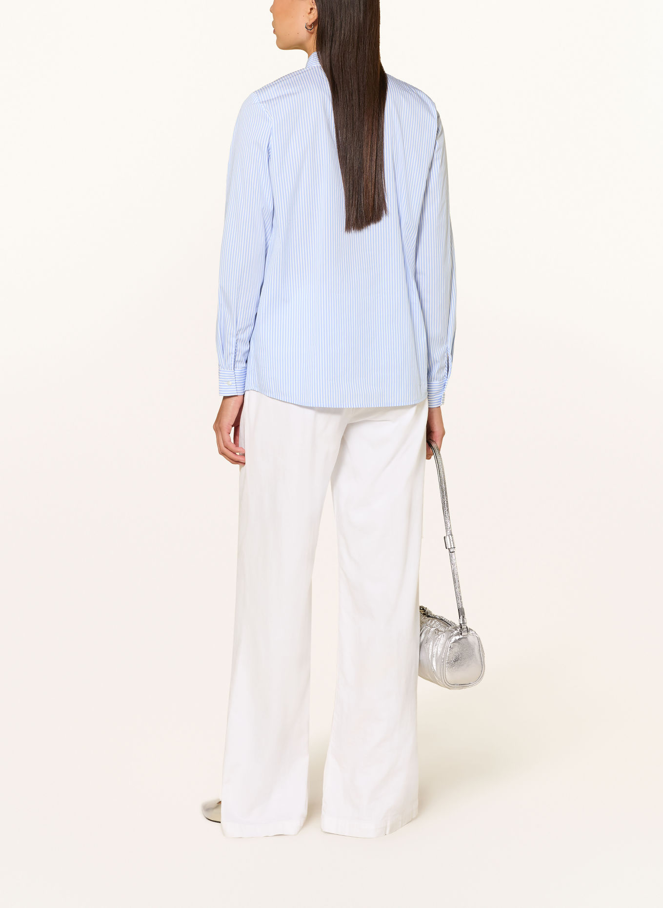TONNO & PANNA Overhemdblouse met sierstenen: LICHTBLAUW / WIT