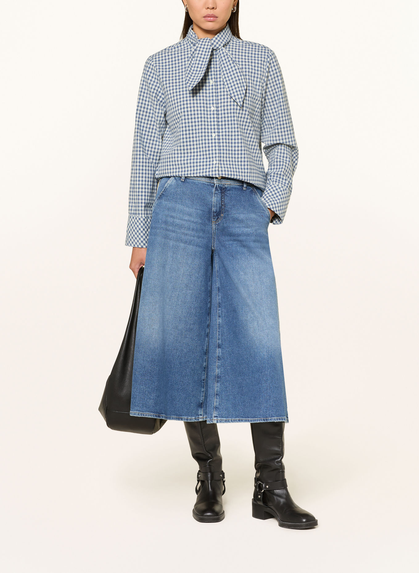 TONNO & PANNA Schluppenbluse aus Flanell: BLAU / ECRU
