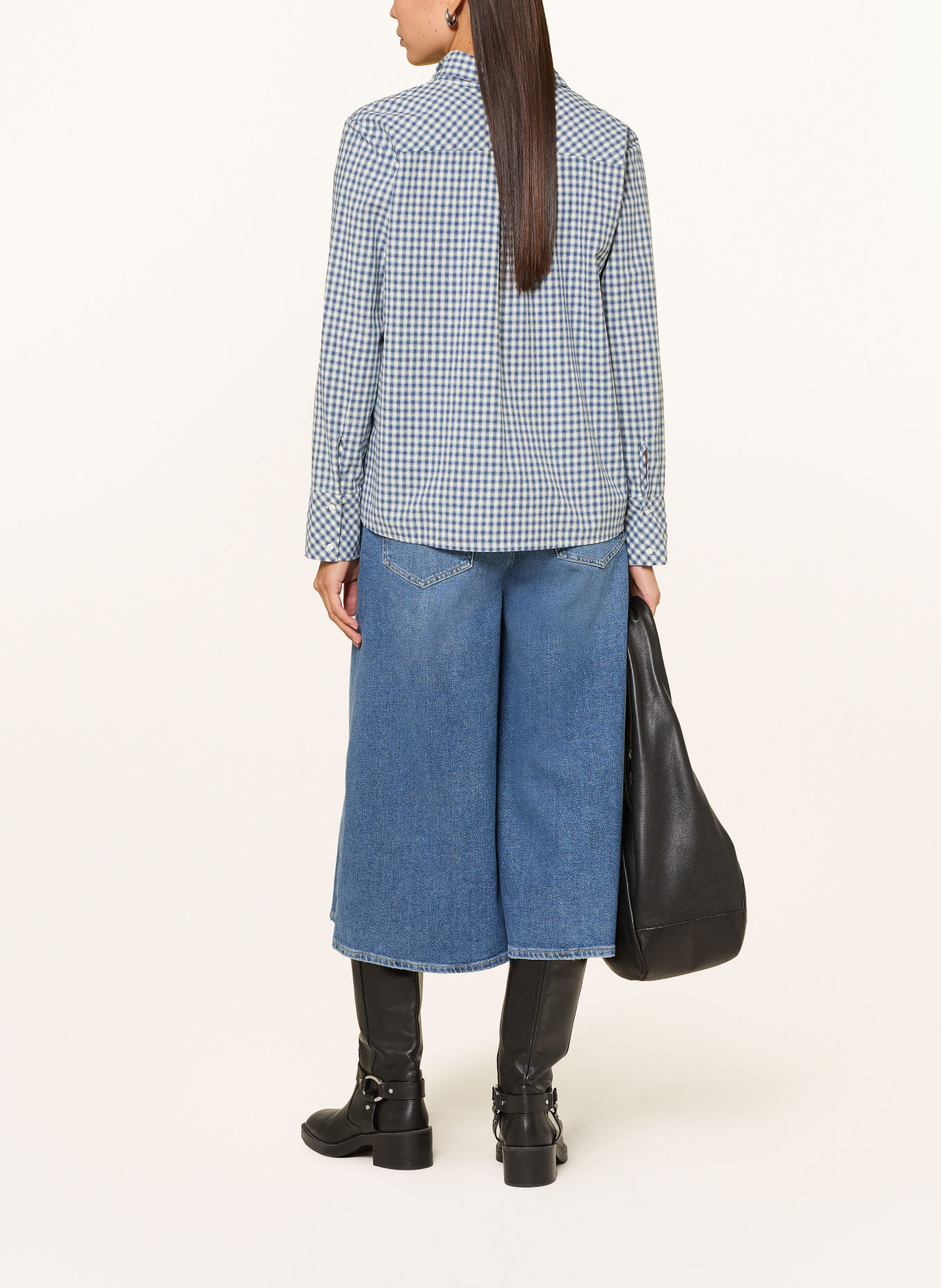 TONNO & PANNA Schluppenbluse aus Flanell: BLAU / ECRU