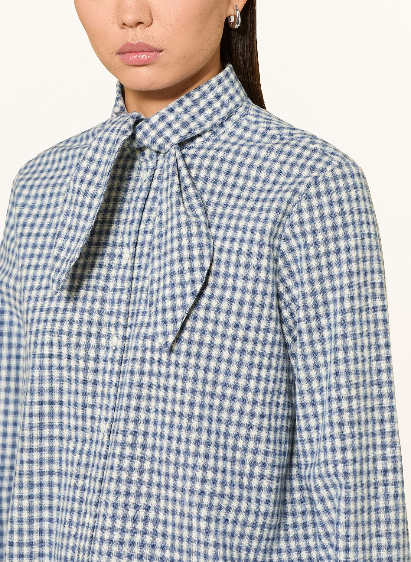TONNO & PANNA Schluppenbluse aus Flanell: BLAU / ECRU