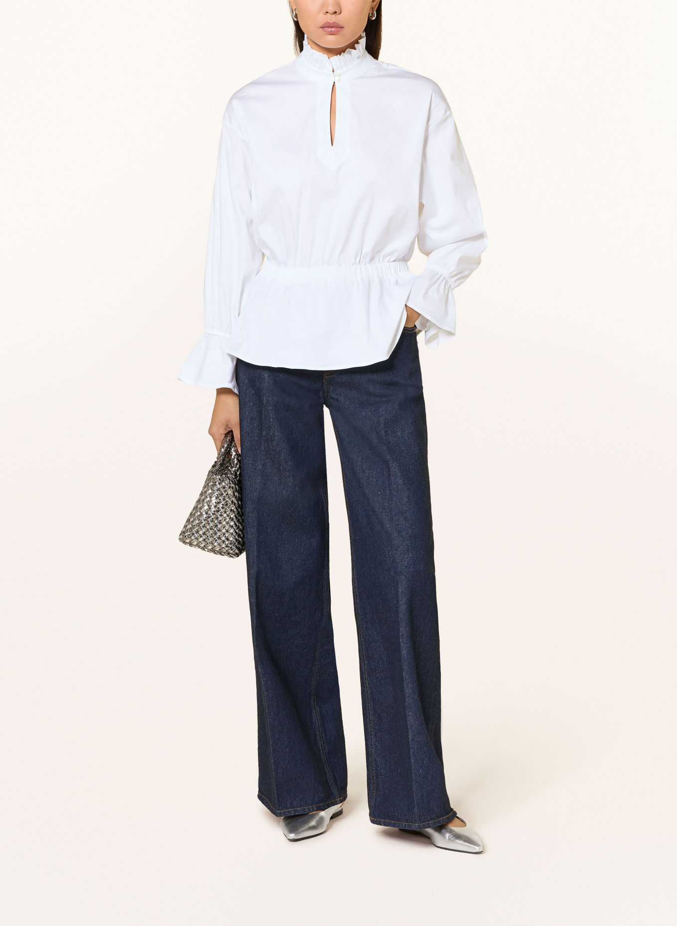TONNO & PANNA Ruffled Shirt Blouse: WHITE