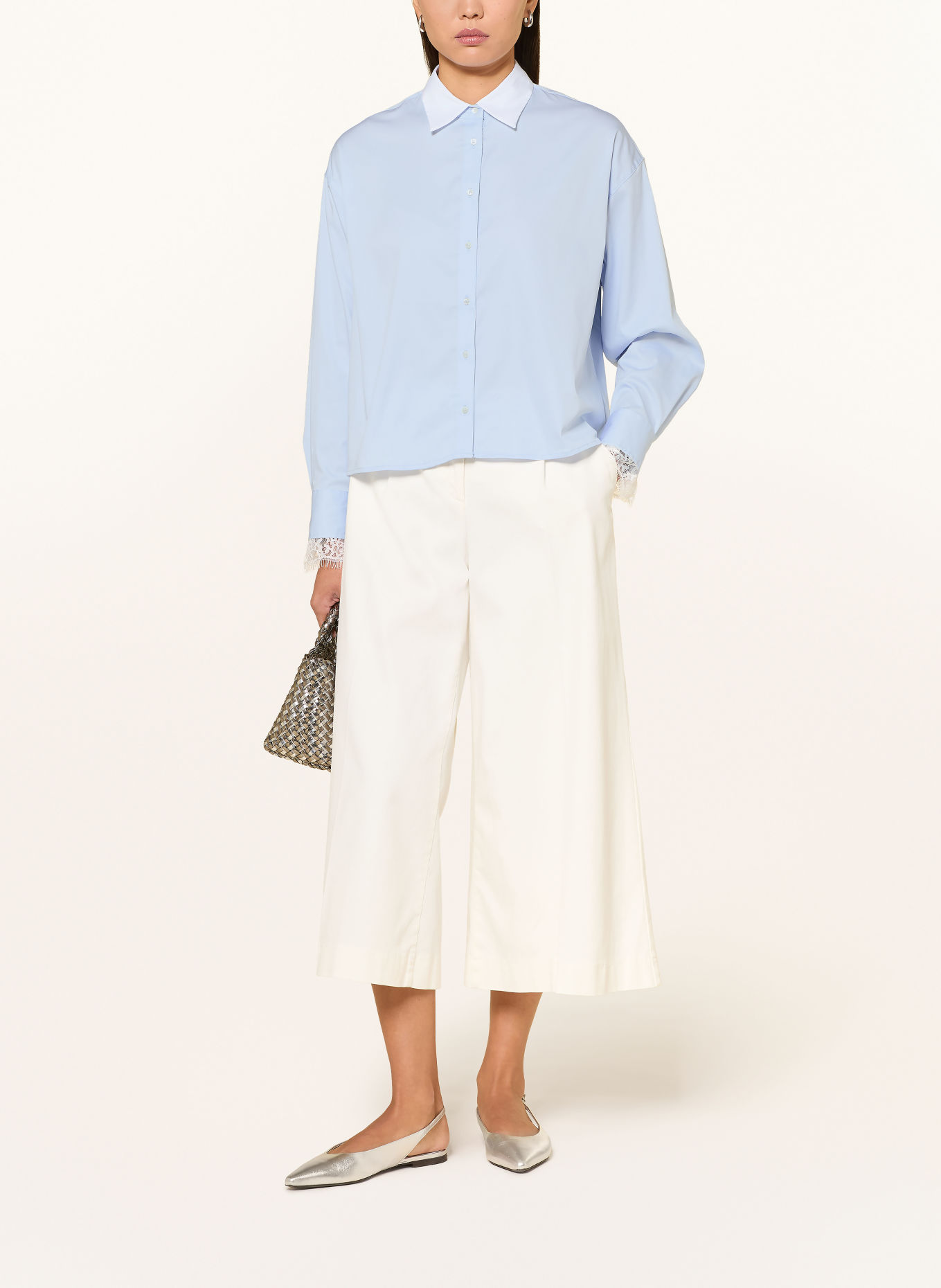 TONNO & PANNA Hemdbluse mit Spitze: HELLBLAU