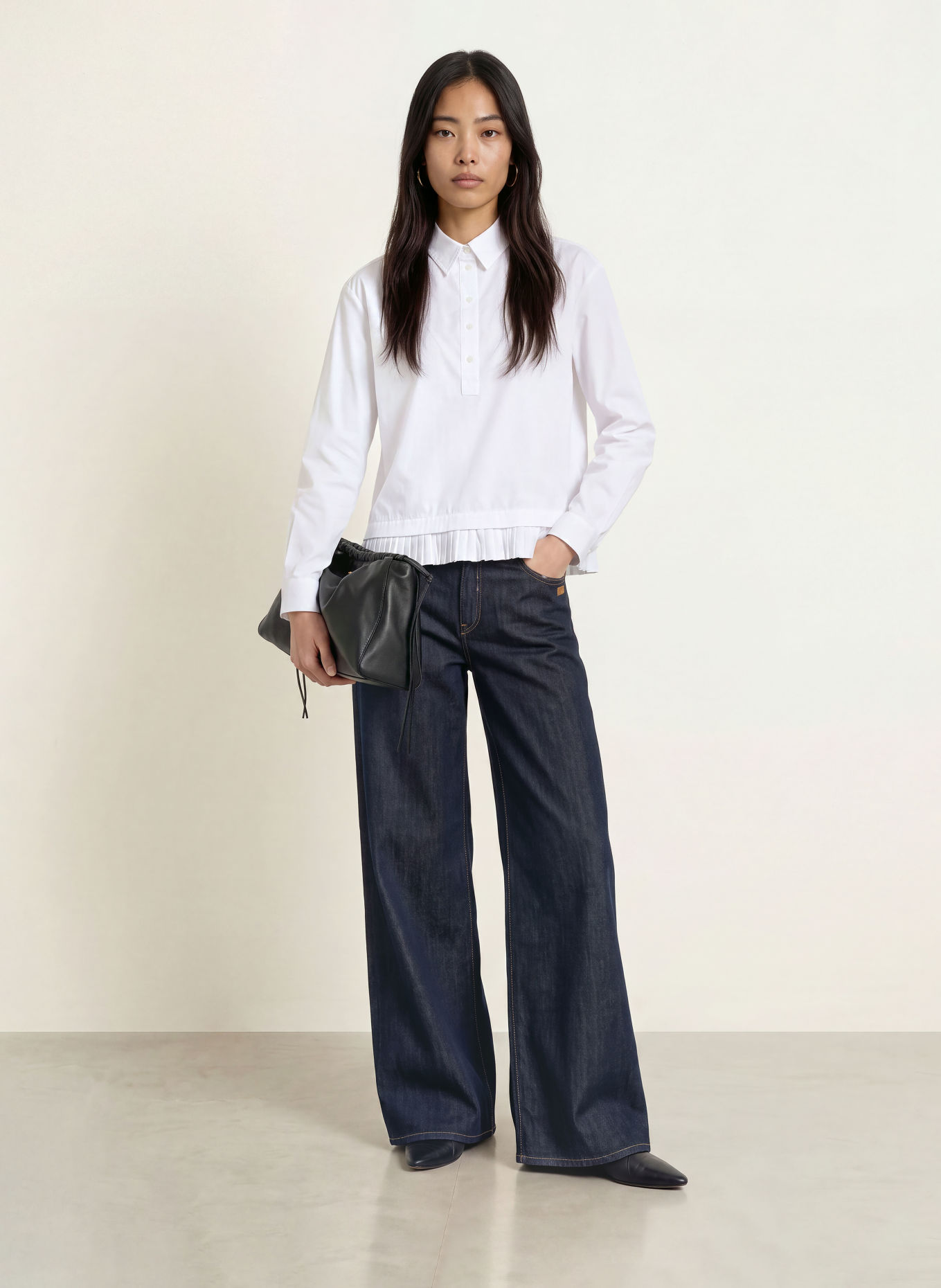 TONNO & PANNA Overhemdblouse met plooien: WIT