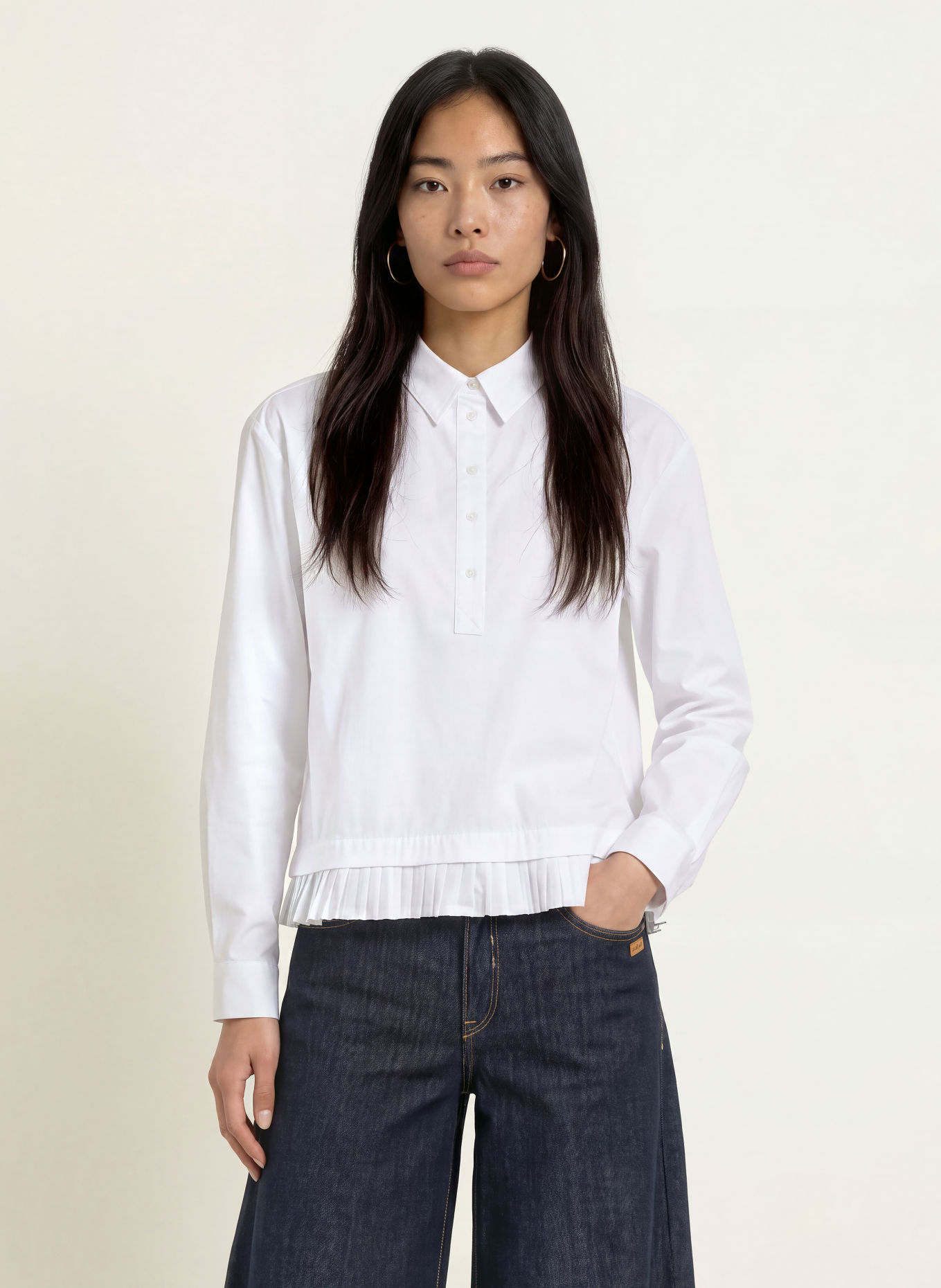 TONNO & PANNA Overhemdblouse met plooien: WIT