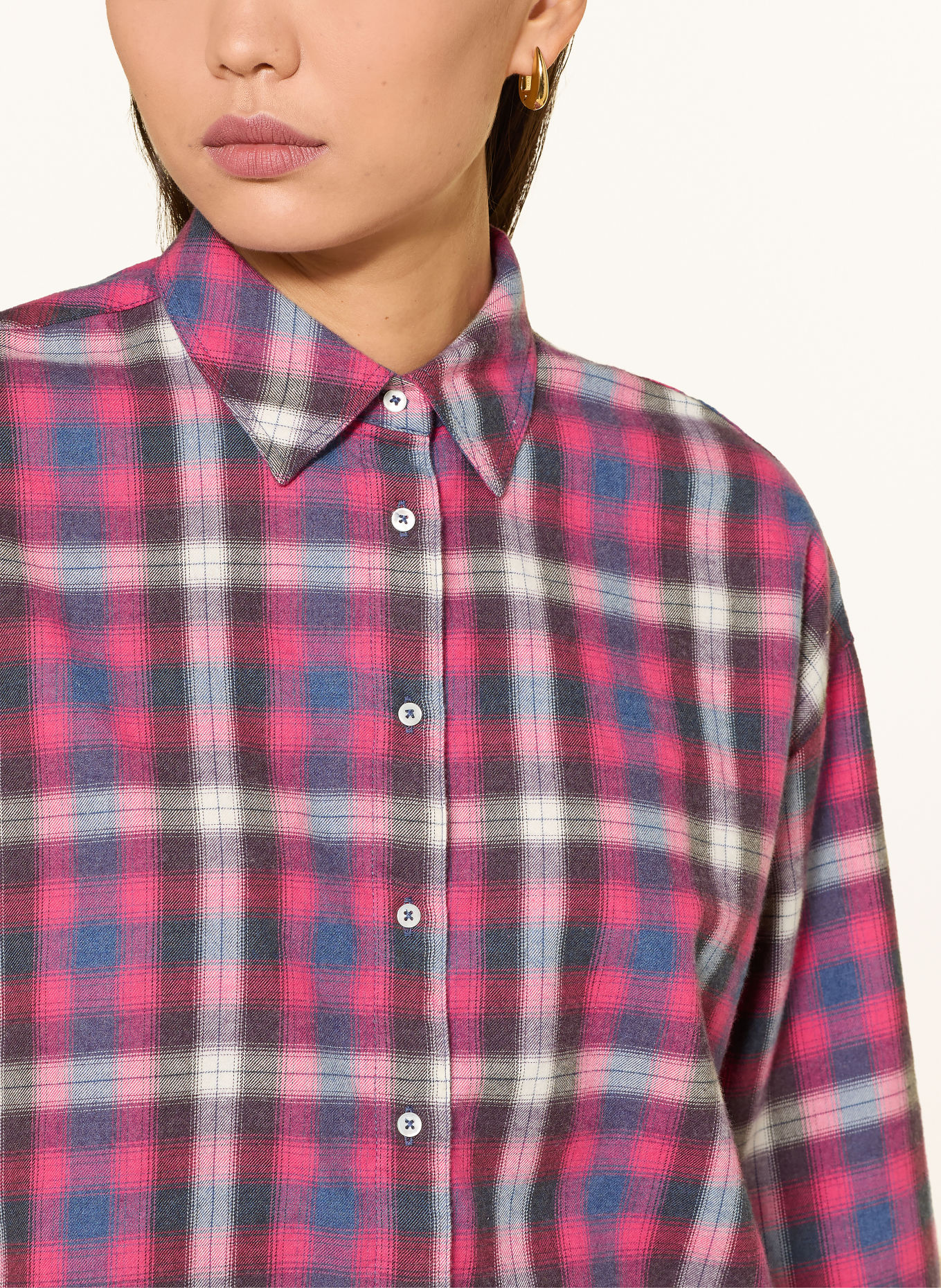 TONNO & PANNA Hemdbluse aus Flanell: PINK / BLAU / WEISS